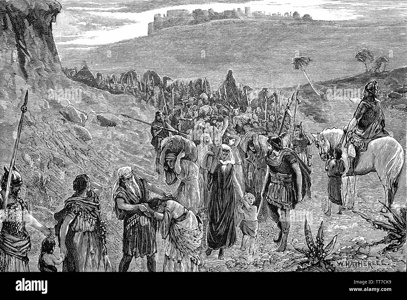 Isrtaelites va en cautiverio en el año 64 A.C. cuando los romanos conquistaron Judea y lo convirtió en una provincia romana. A pesar de venir en varios imperios, la zona del antiguo Israel era principalmente judía hasta las guerras romano-judía de 66-136 CE, durante el cual los romanos expulsaron a la mayoría de los judíos de la zona, y lo reemplazó con la provincia romana de Siria Palaestina, a partir de la diáspora judía. Después de este tiempo, los judíos se convirtieron en una minoría en la mayoría de las regiones, excepto en Galilea. Foto de stock