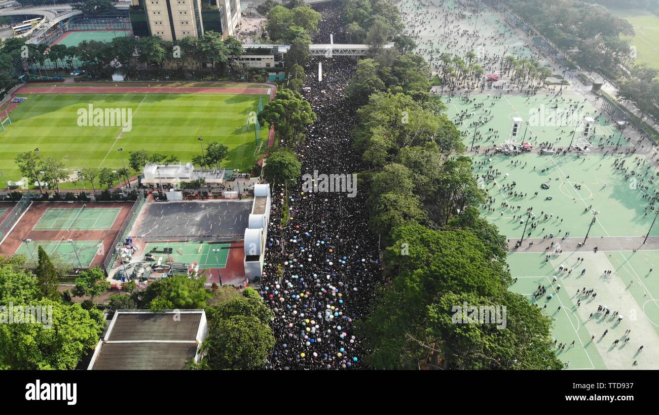 2 millones de manifestantes se destacan a oponerse a un polémico proyecto de ley de extradición que puede incluir china. Desde el 09 de junio, el pueblo de Hong Kong mantenga la protesta a agai Foto de stock