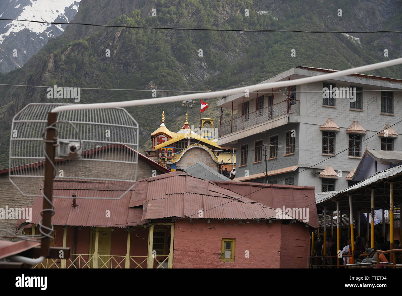 Lugar Santo Señor Vishnu Badrinath Templo 2019, Badrinath ciudad, distrito de Chamoli, Uttrakhand, India, Asia Foto de stock