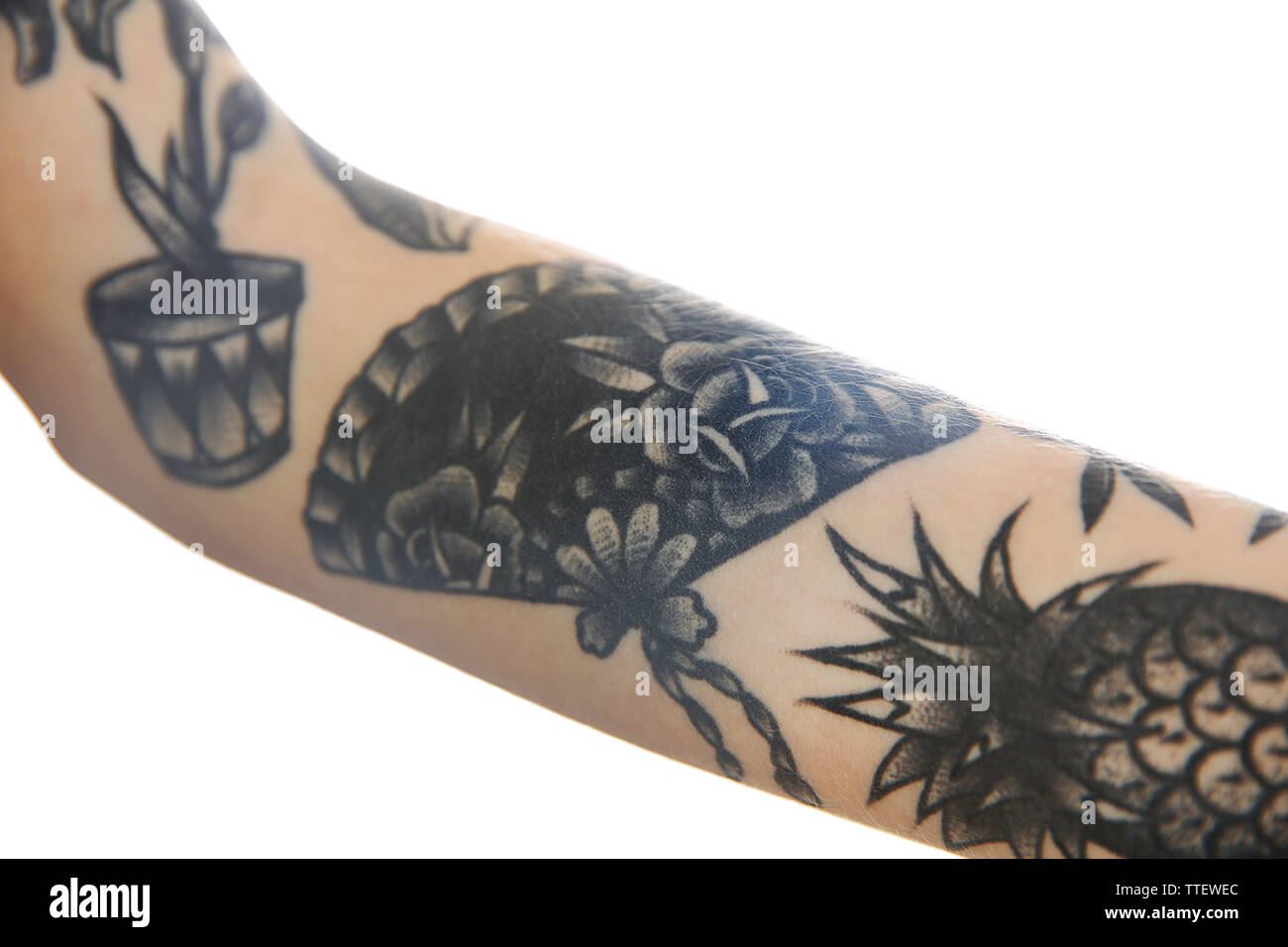 Tatuajes en el brazo femenino de tinta negra y roja Fotografía de stock -  Alamy