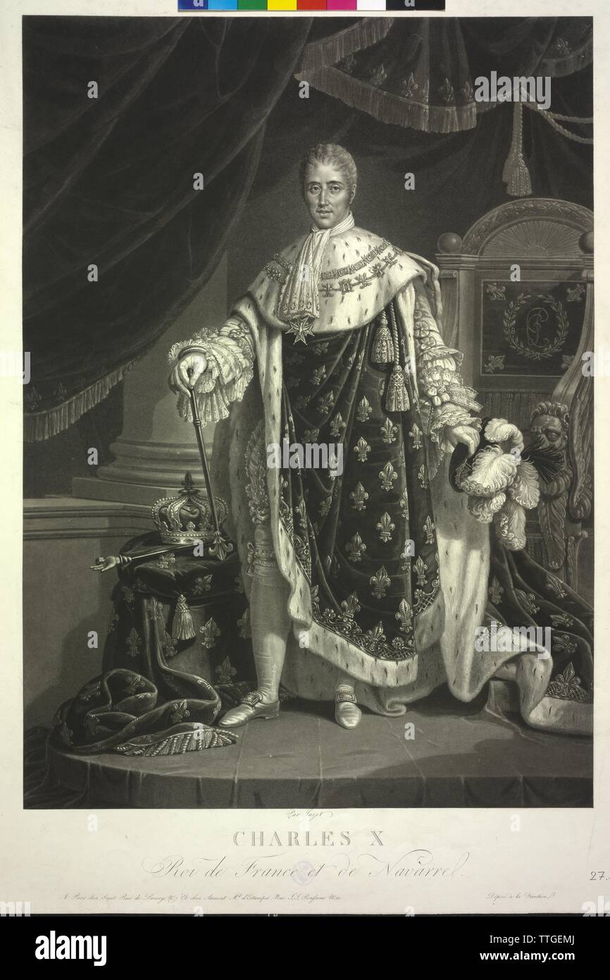 Carlos X., Rey de Francia, Aguatinta por Jean Pierre Marie Jazet, Additional-Rights-Clearance-Info-Not-Available Foto de stock