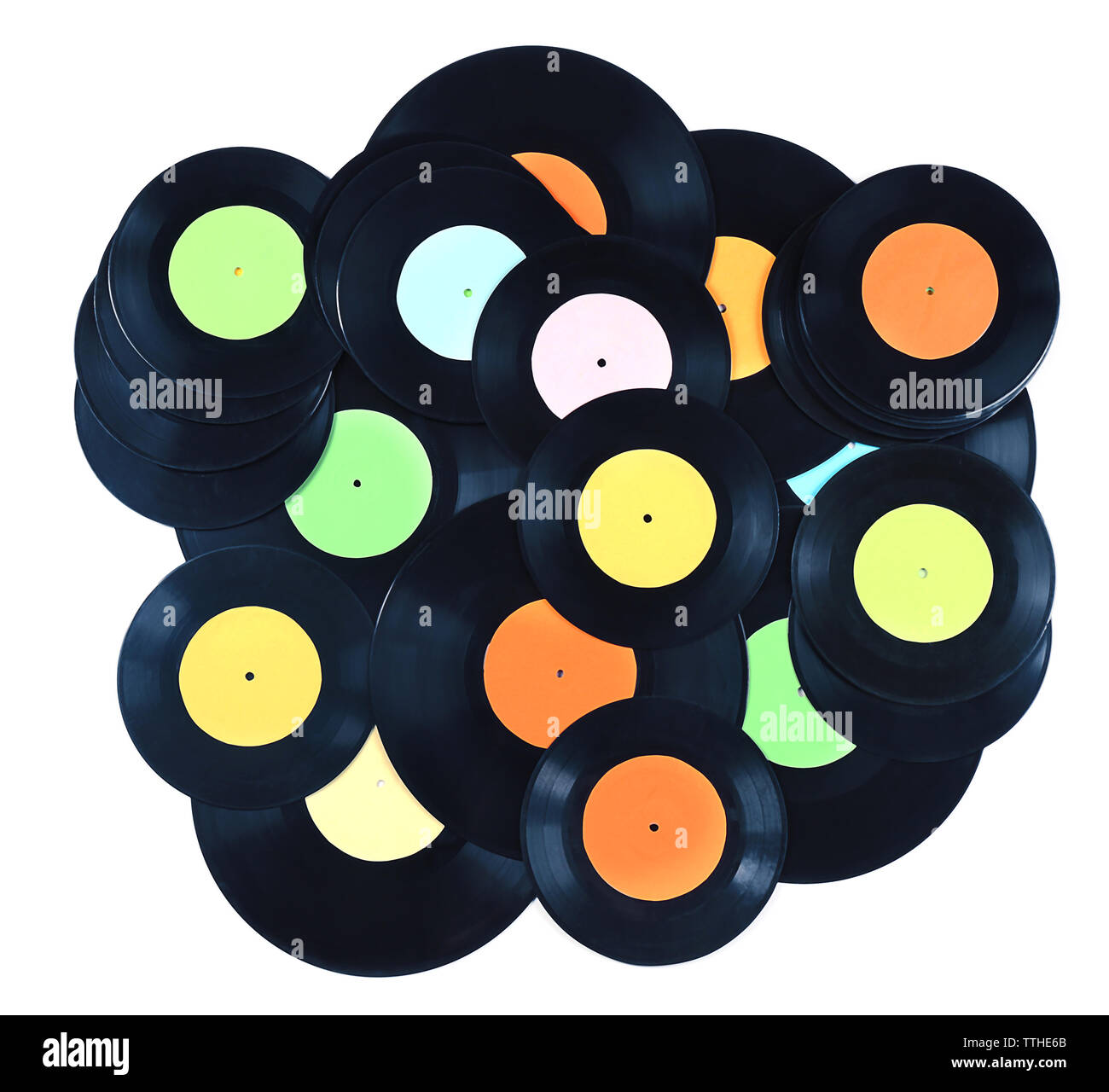 Pila de discos de vinilo de Jazz sobre fondo blanco Fotografía de stock -  Alamy