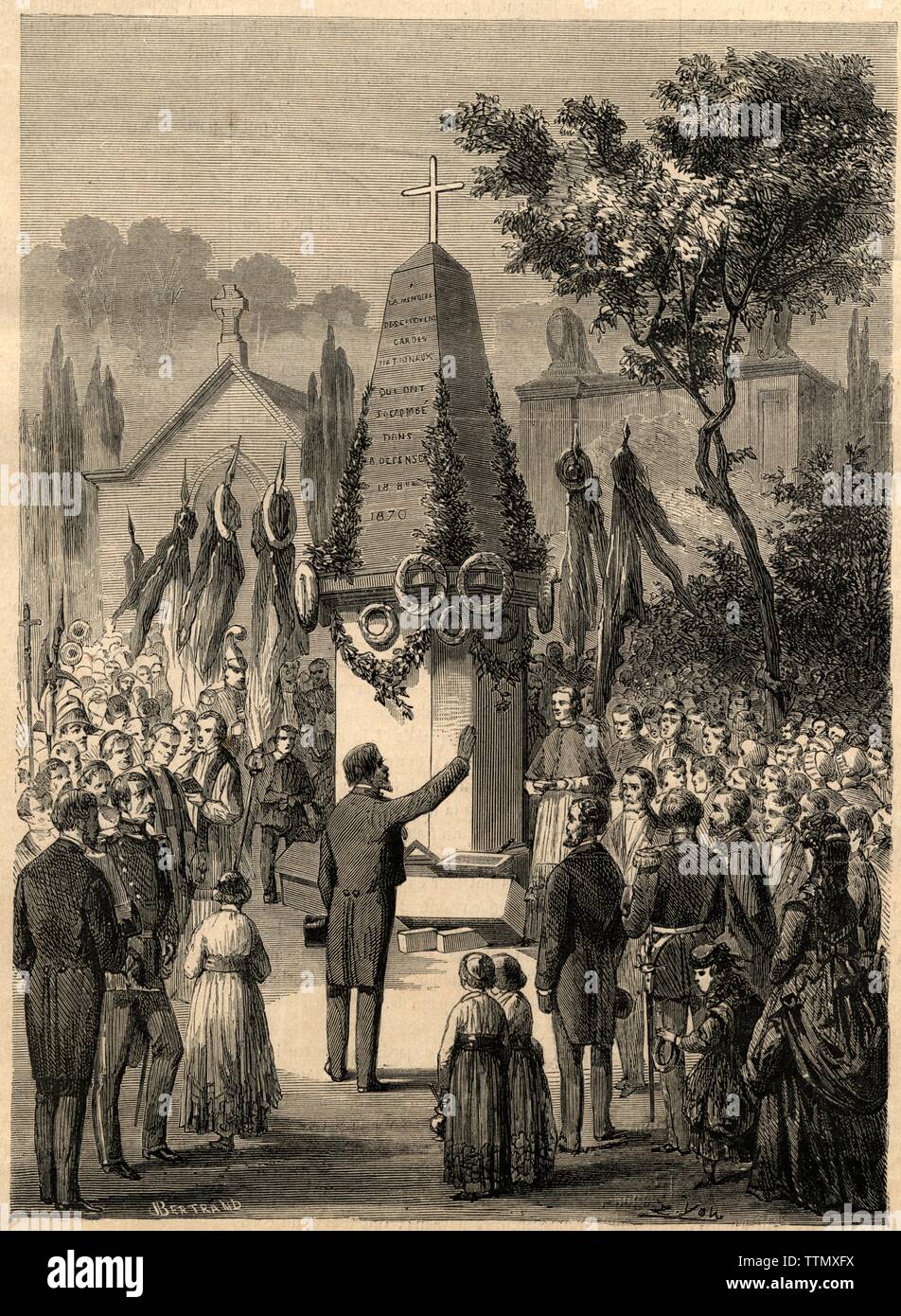 .Inauguración du Monument ÉLEVÉ À La mémoire des citoyens MORTS POUR LA DÉFENSE DE CHATEAUDUN.1871 Foto de stock