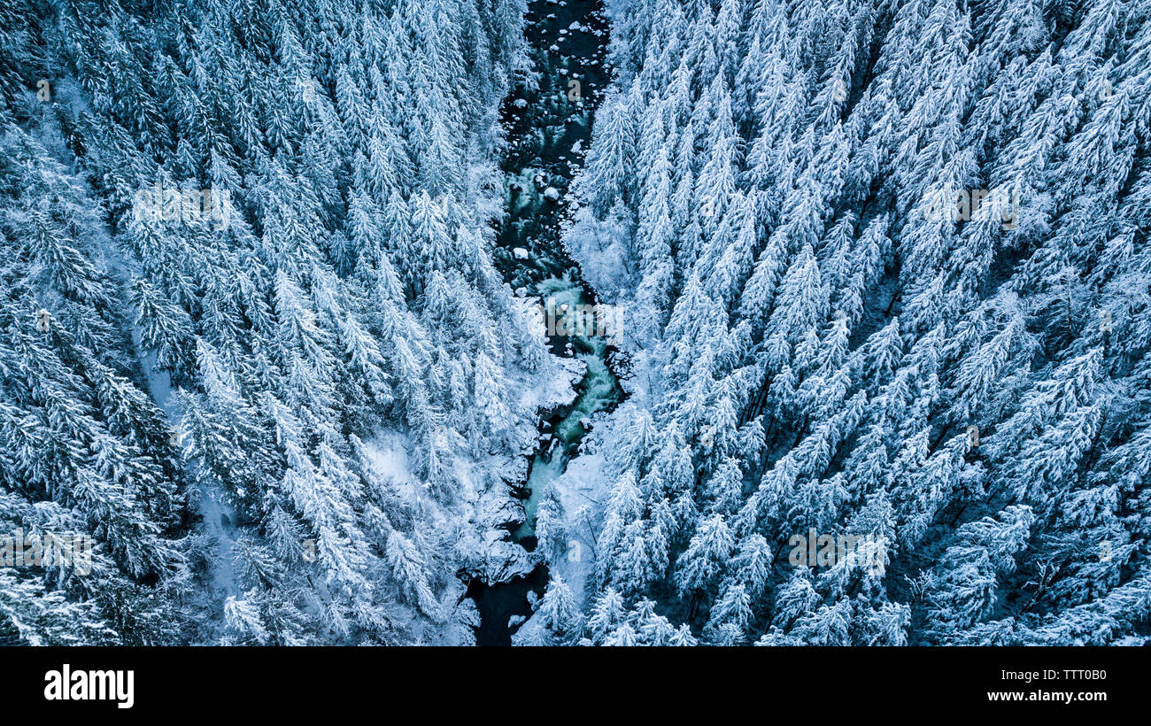 Río de invierno Fotografía aérea Foto de stock