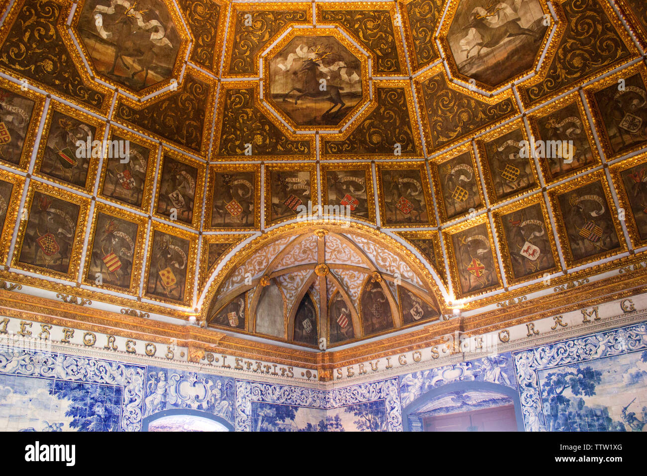 Grand Ballroom en el Palacio Real de Sintra, Portugal. Foto de stock