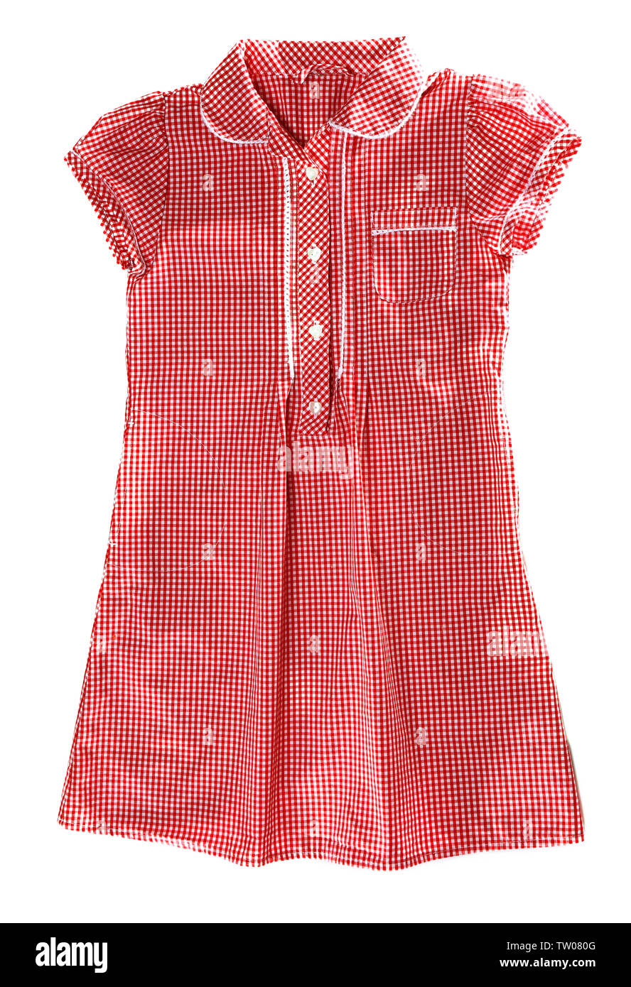 Vestido rojo a cuadros aislado en blanco Fotografía de stock - Alamy