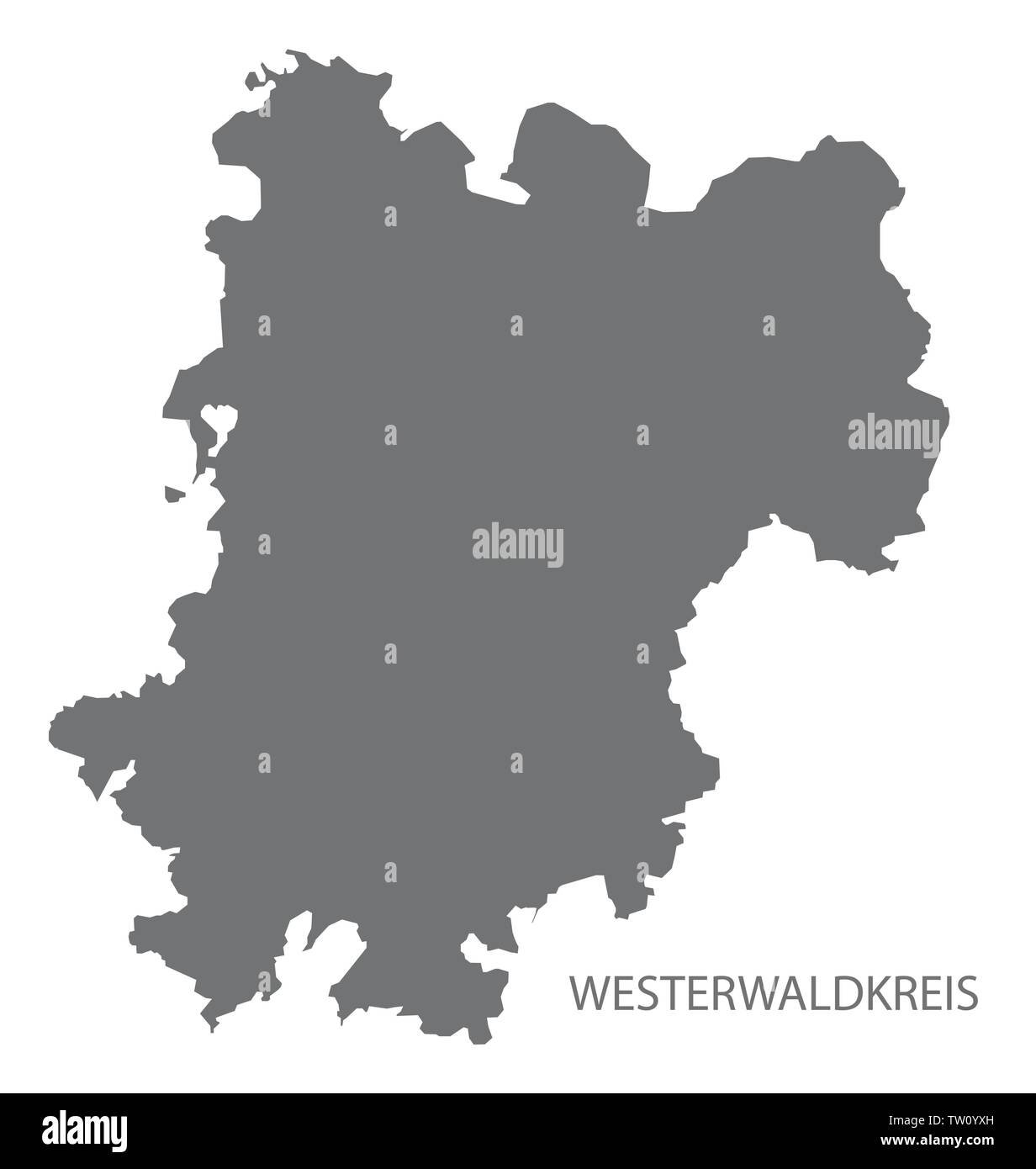 Gris Westerwaldkreis Mapa del condado de Renania-Palatinado DE Ilustración del Vector