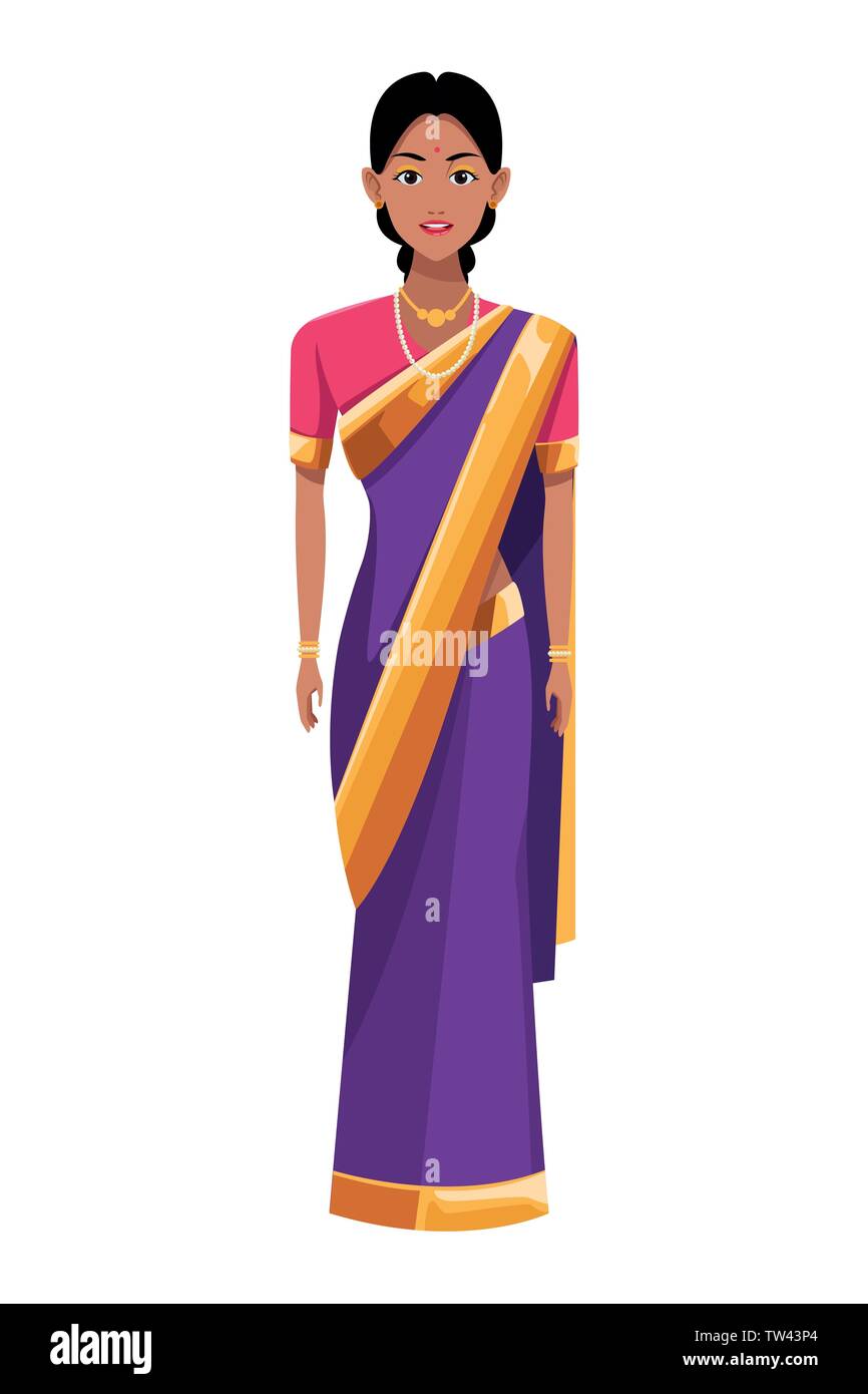 Mujer india vistiendo hindú Imagen Vector de stock -