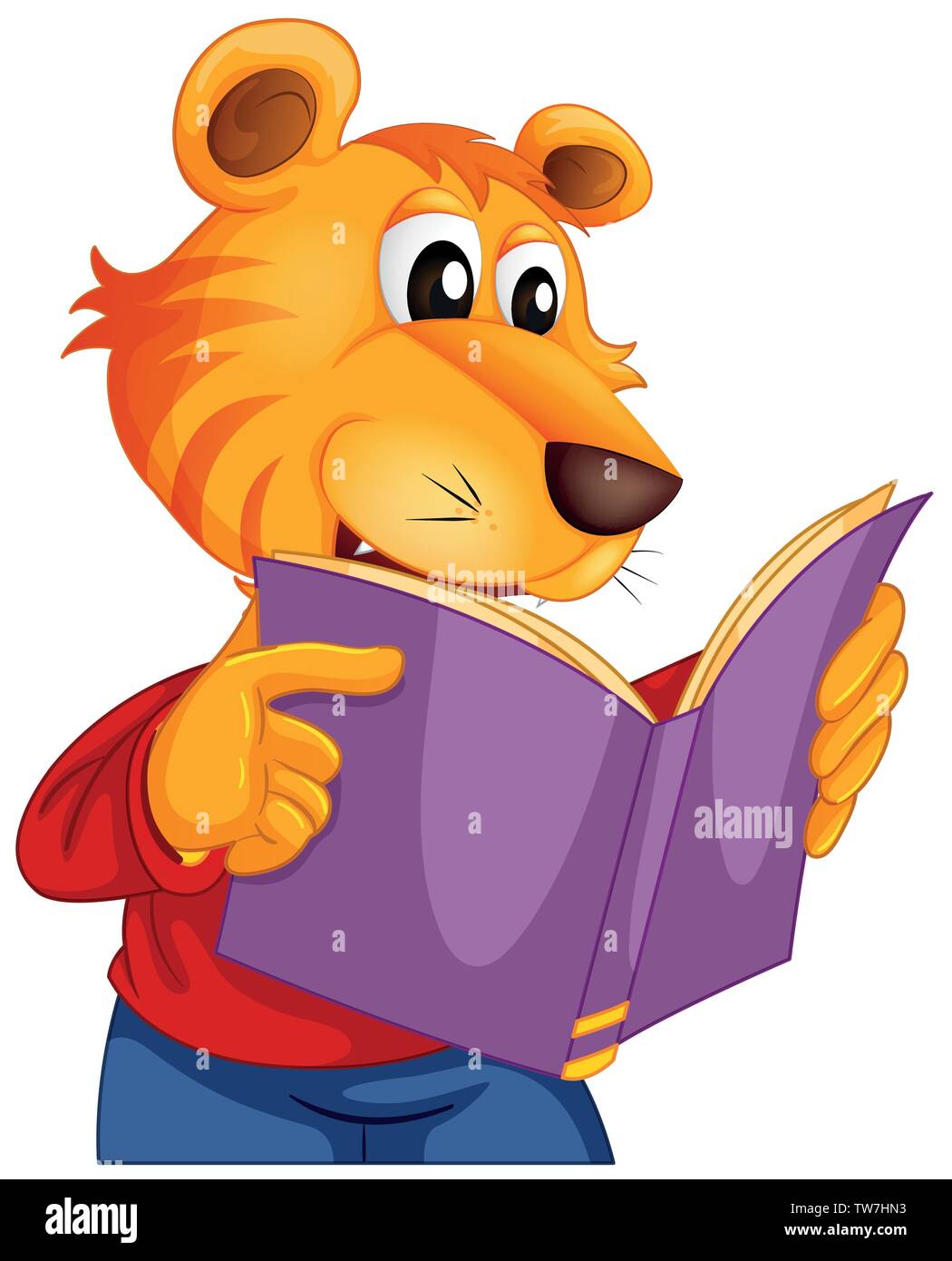 Un tigre de la ilustración de libros de lectura Imagen Vector de stock -  Alamy