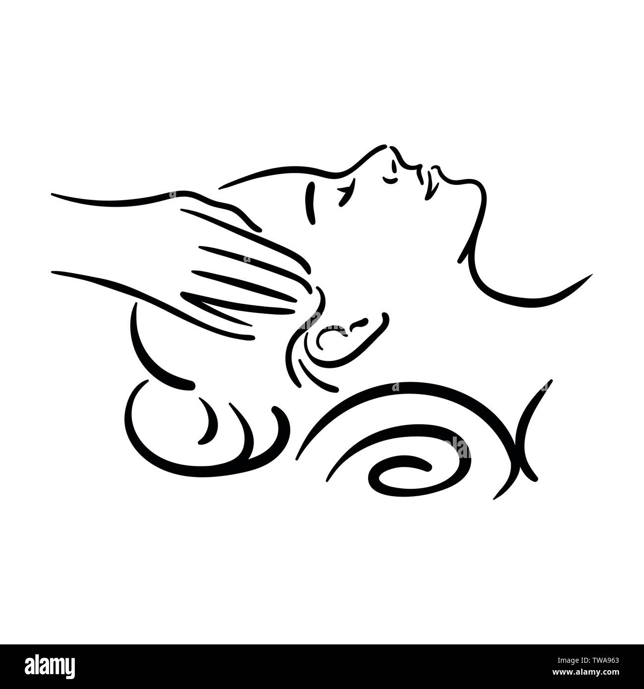 Vector ilustración dibujada a mano de spa masaje facial para la mujer
