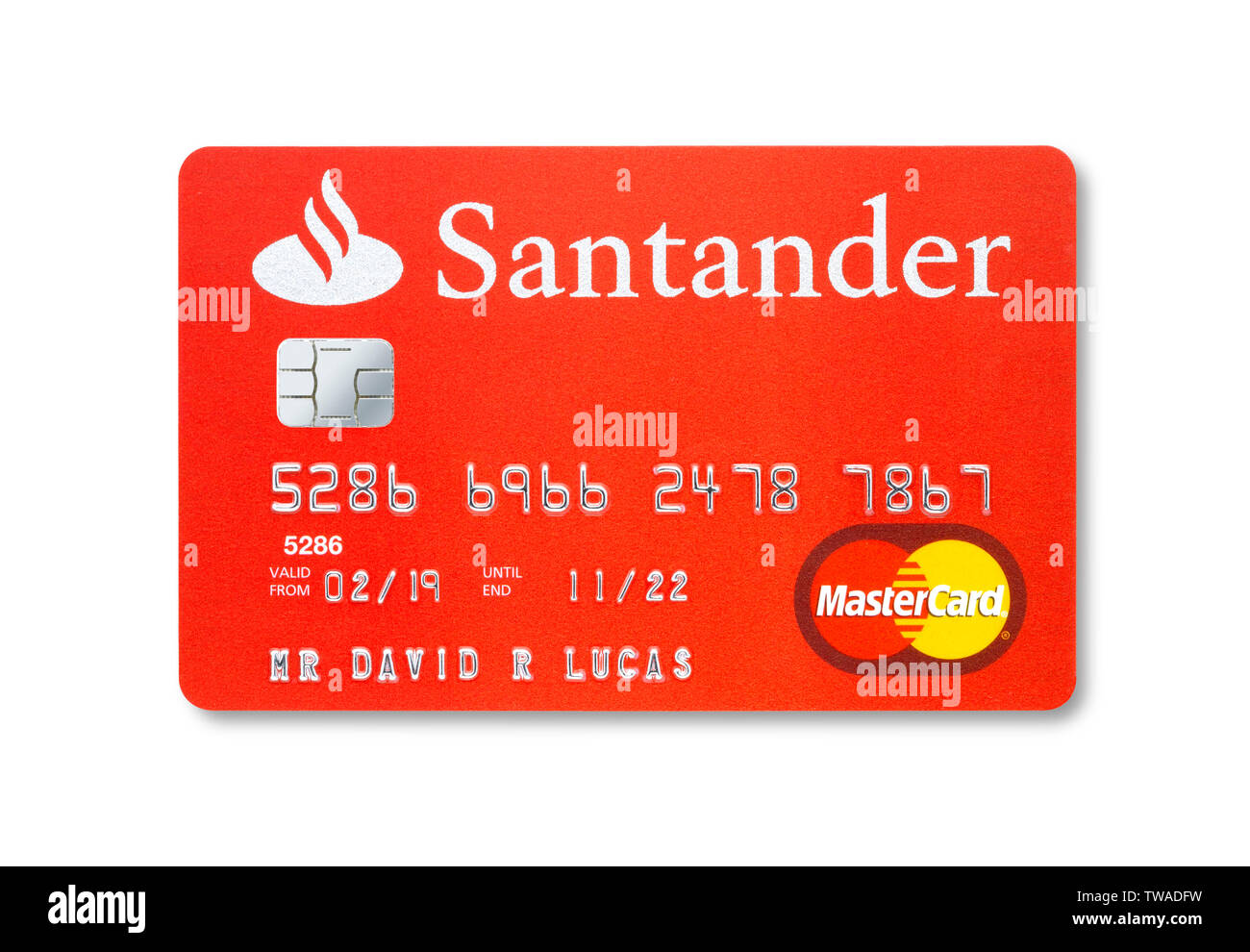 Una tarjeta de crédito Mastercard Santander Foto de stock