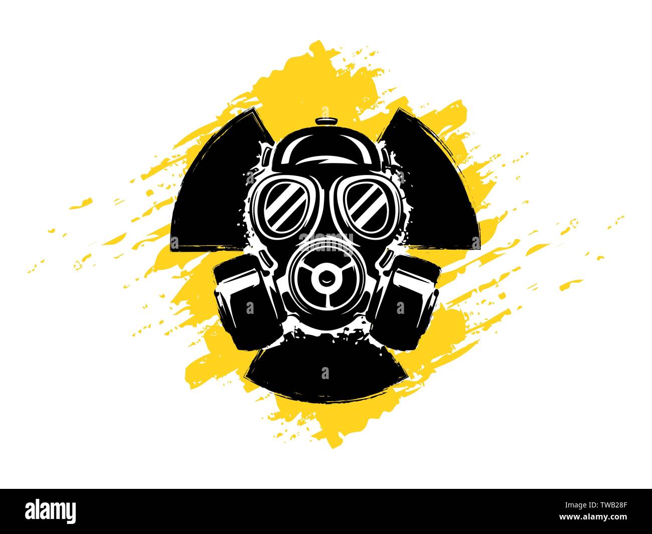 Signo de la radiactividad con máscara de gas grunge ilustración vectorial. Concepto de contaminación y peligro. Signo de radioactivo. Peligro radioactivo. Tox radiactivos Ilustración del Vector