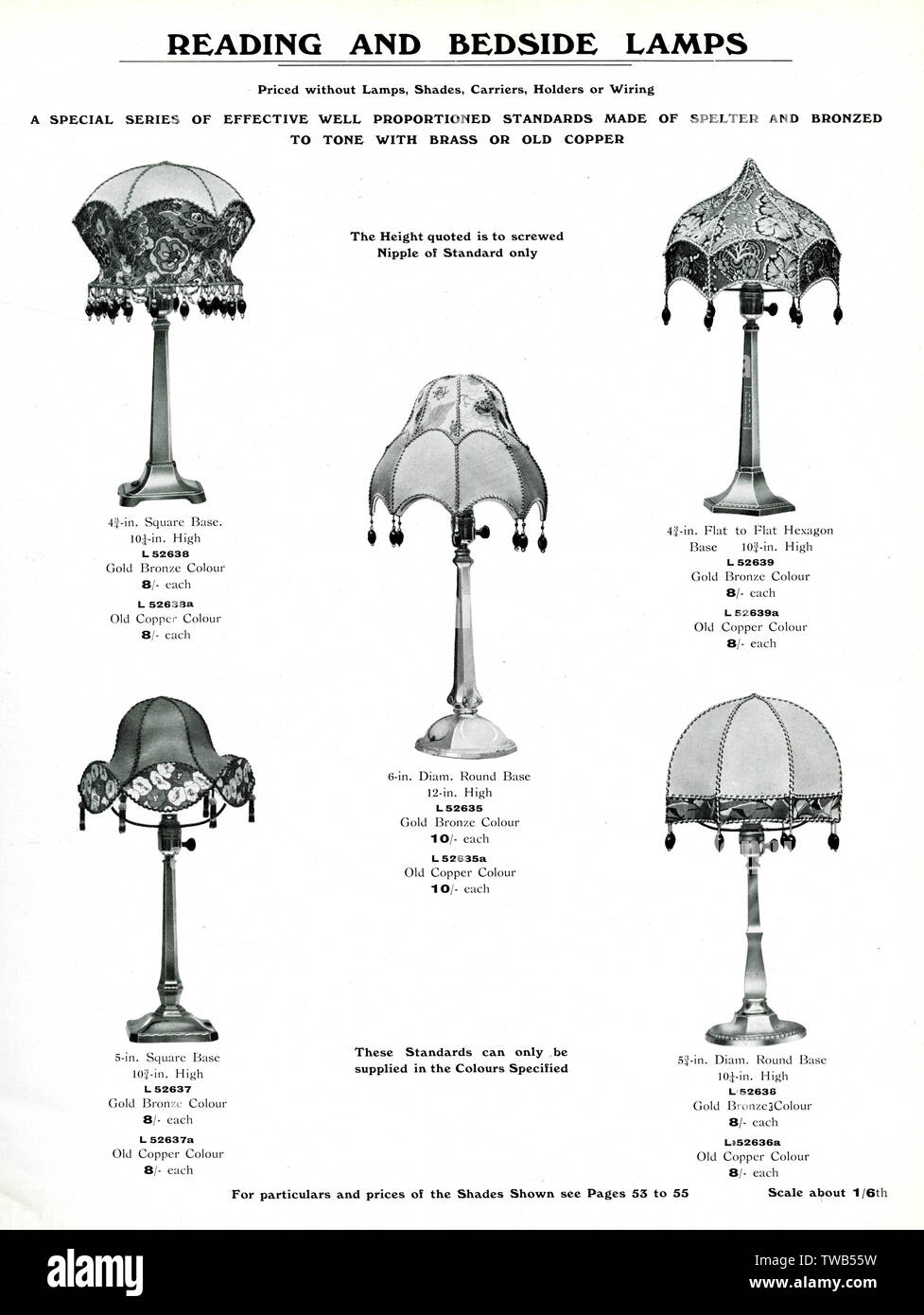Aparatos de Iluminación Catálogo, Lectura y mesitas de noche. Fecha: 1922 Foto de stock