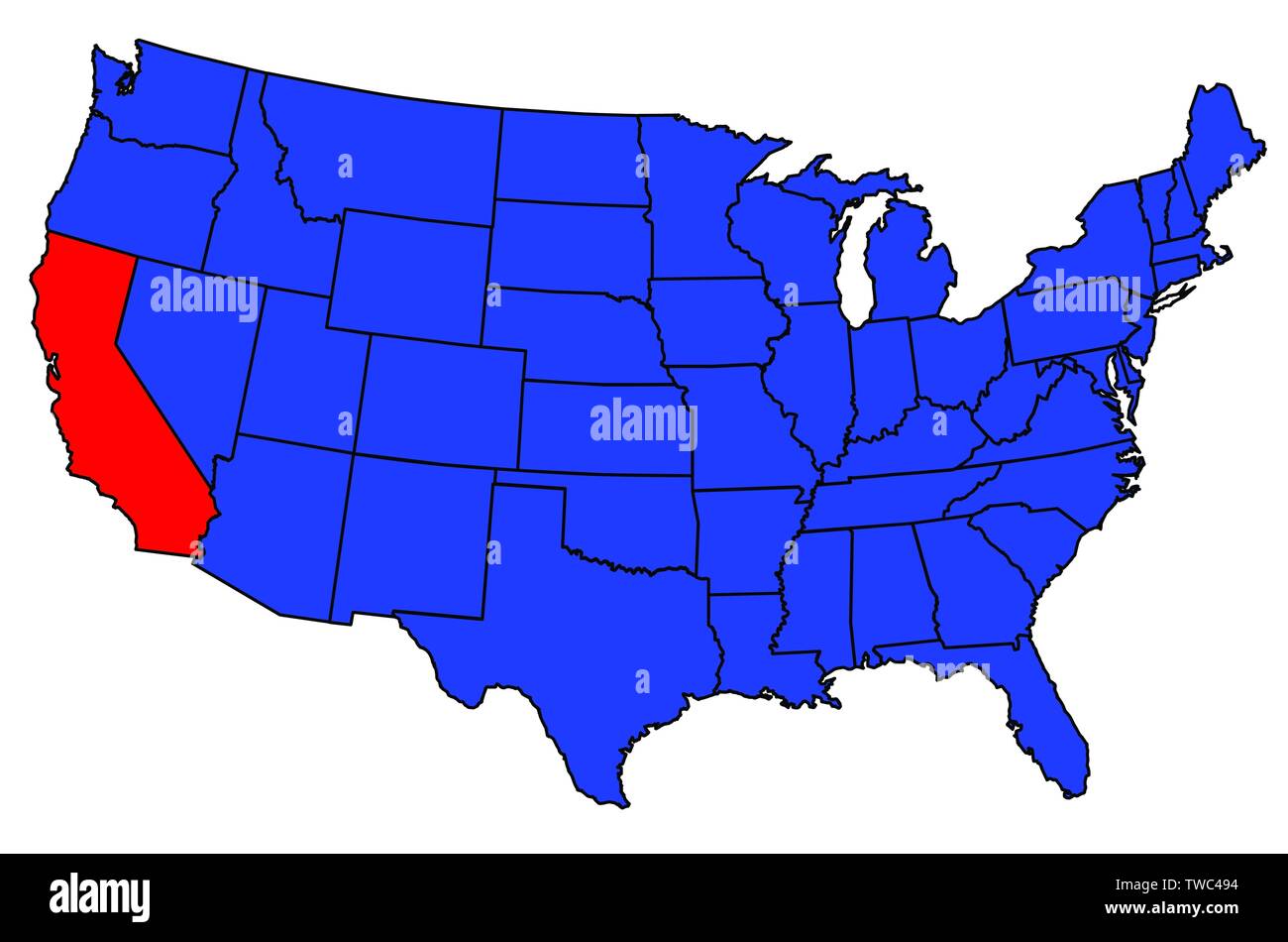 Esquema Del Estado De California En El Recuadro De Un Mapa De Los Ee Uu