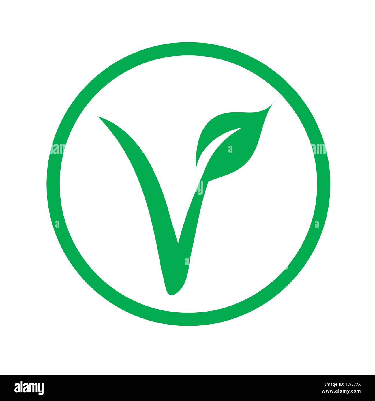 Símbolo vegetariano universal La etiqueta VV con una hoja, se originó