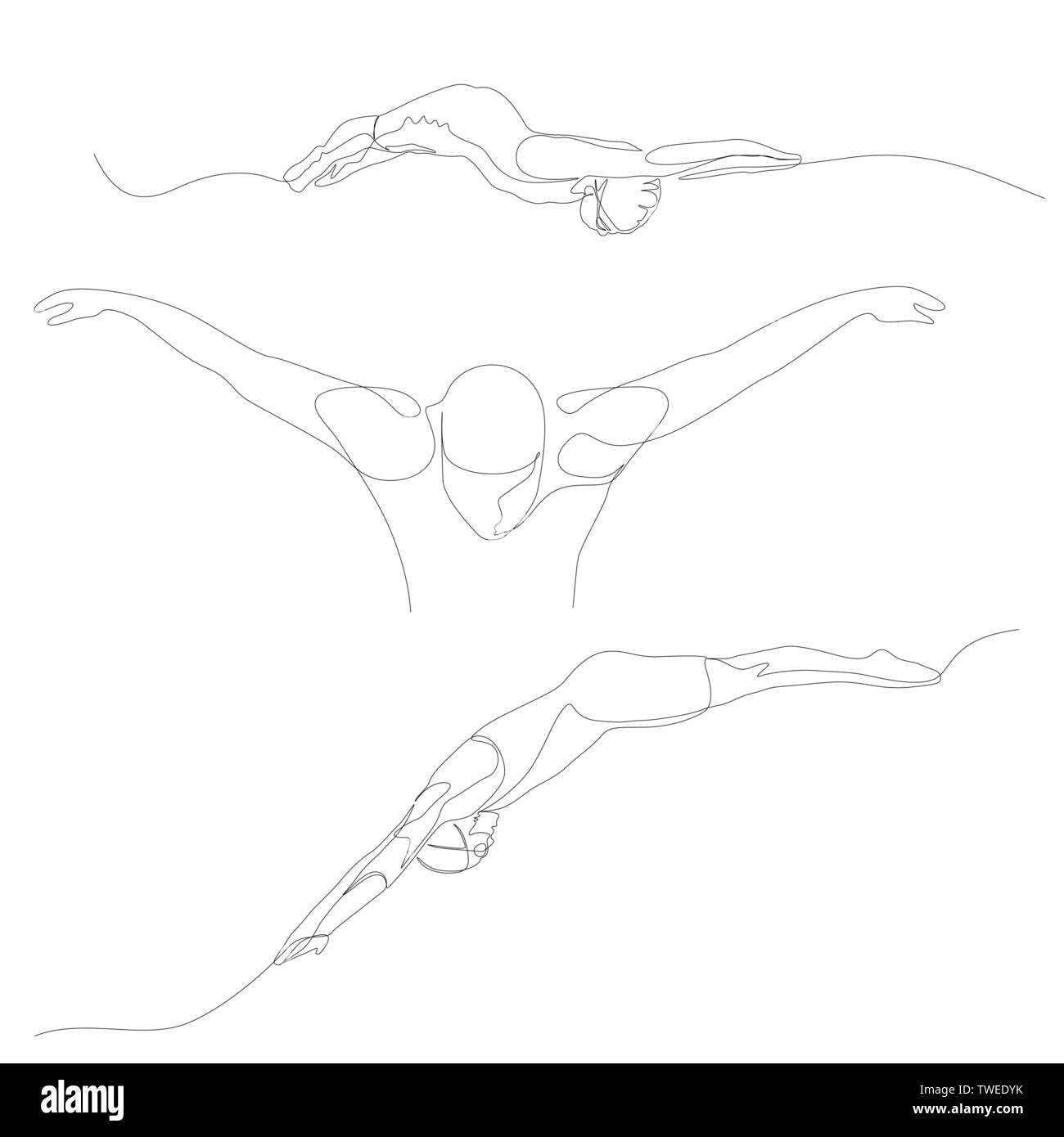 Natación en línea Imágenes de stock en blanco y negro - Alamy