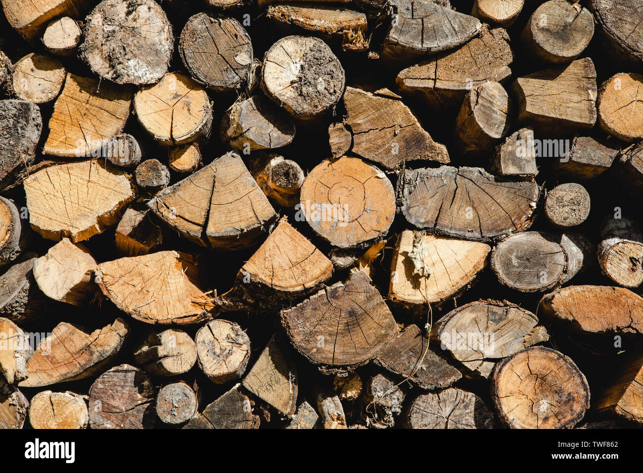 Montón de madera troncos apilados Foto de stock