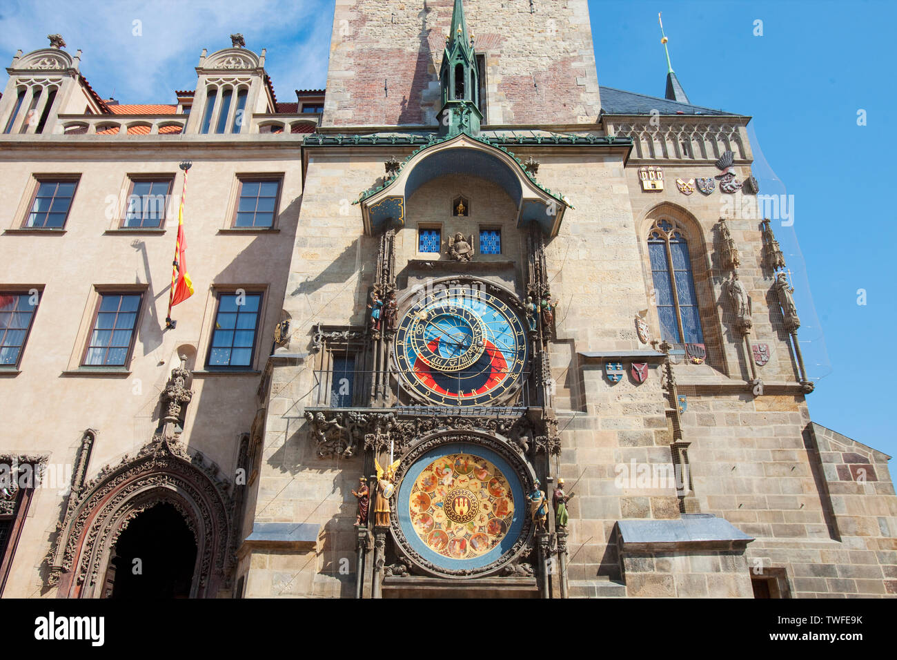 Praga, República Checa - Reloj Astronómico en la Plaza de la Ciudad Vieja Foto de stock