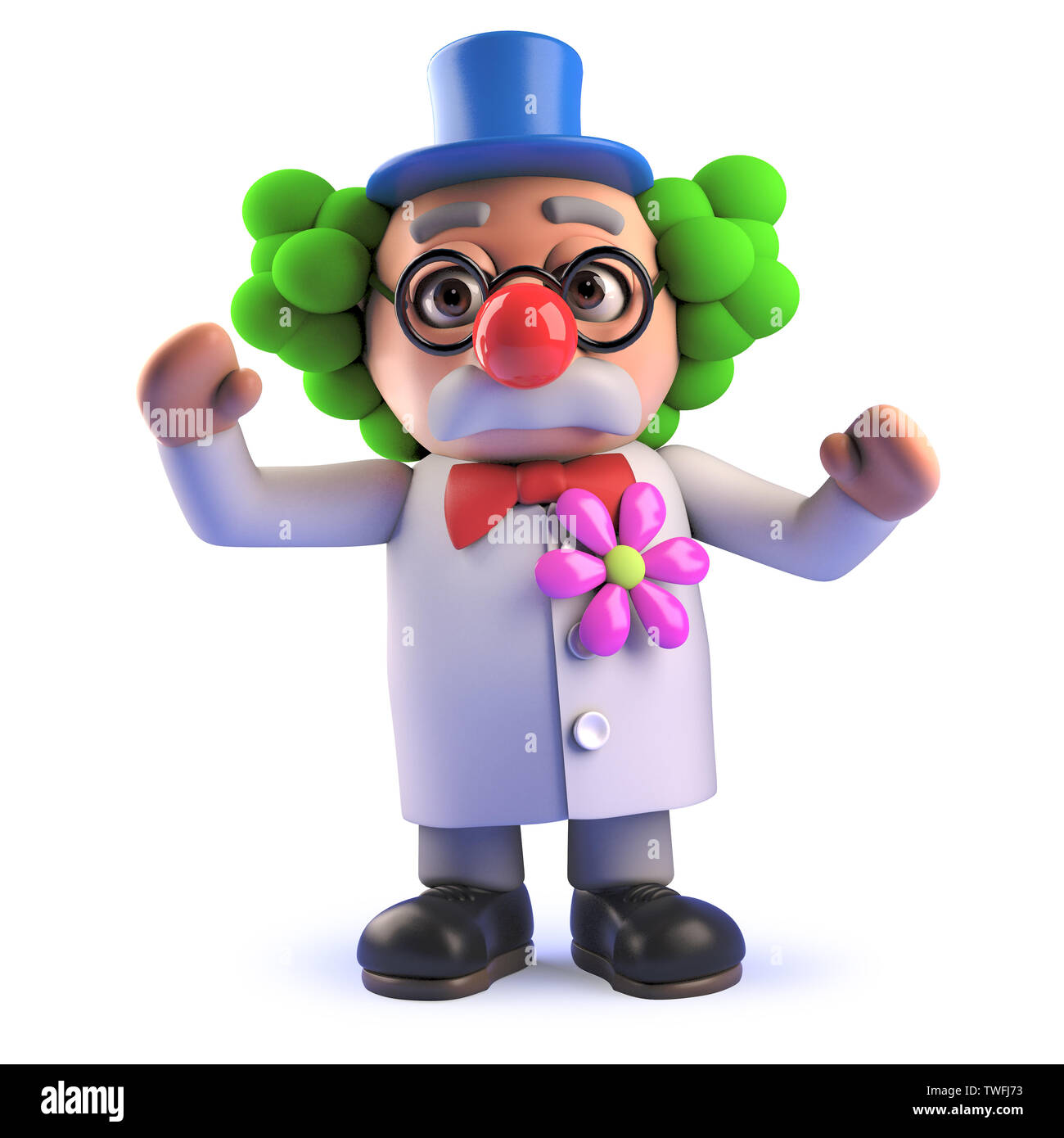 Imagen presentada en 3D de un dibujo animado en 3D de carácter científico loco vestido como un payaso con una nariz roja Fotografía de stock - Alamy Imagen presentada en 3D de un dibujo animado en 3D de carácter científico loco vestido como un payaso con una nariz roja Fotografía de stock - Alamy
