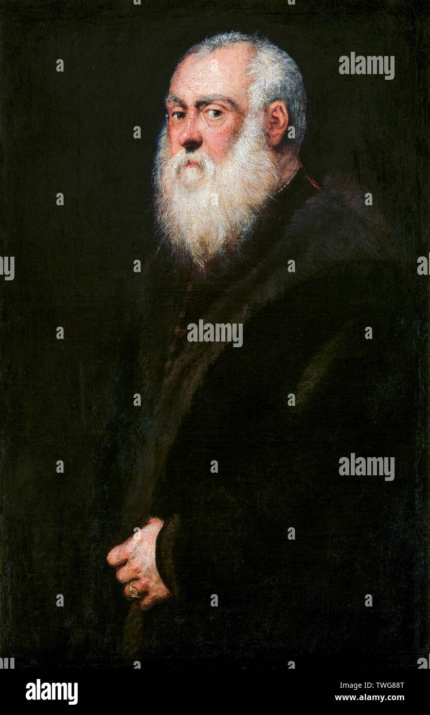 Jacopo Tintoretto, Retrato de un hombre White-Bearded, retrato, circa 1570 Foto de stock