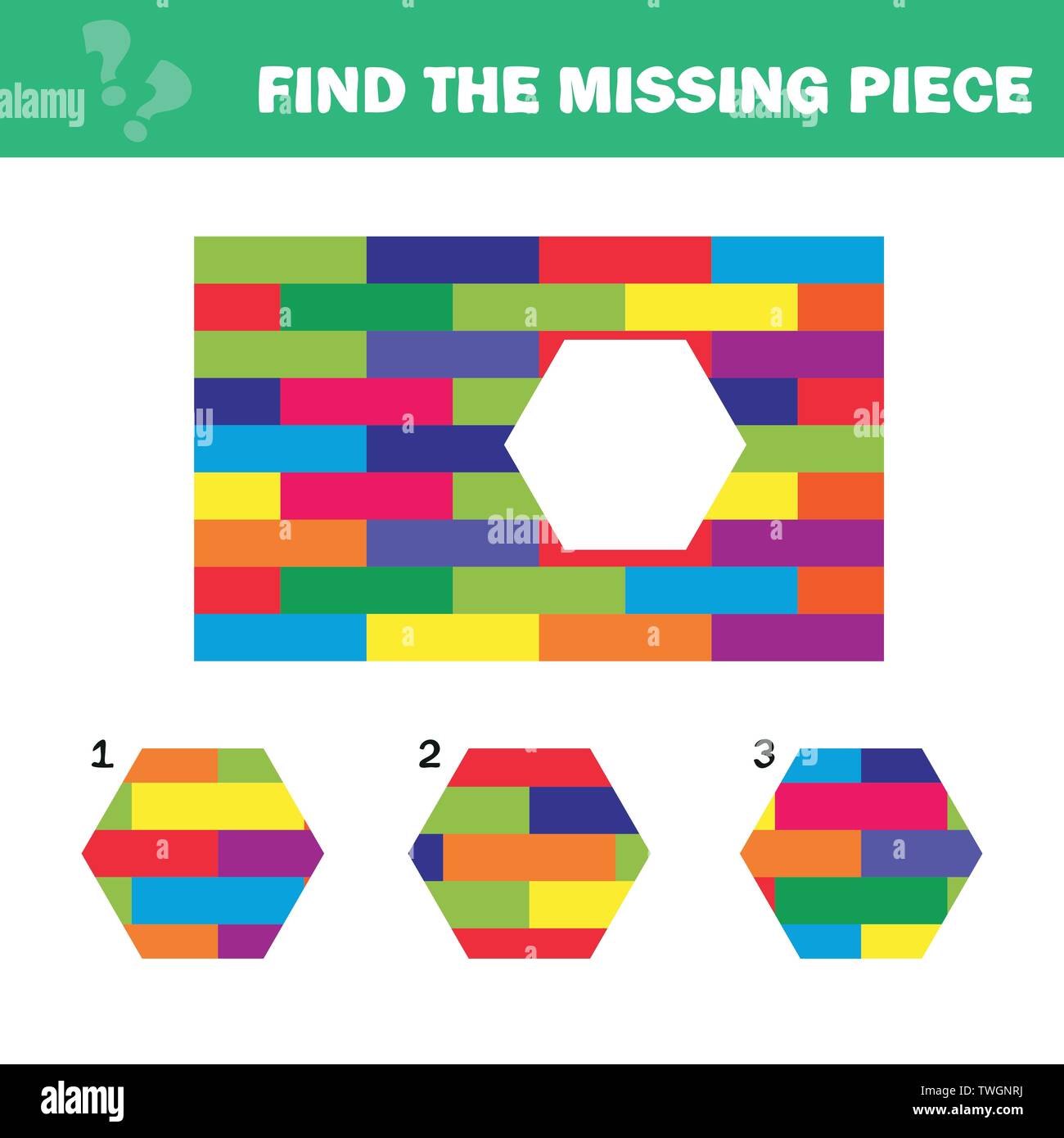 Visual puzzle con bloques. la faltante - juego de rompecabezas para Hoja de trabajo para los niños Imagen Vector de stock - Alamy