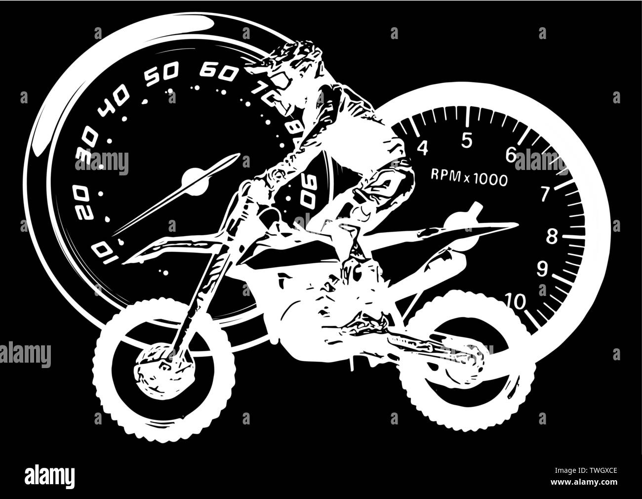 Moto rider, vector abstracto silueta. Carreras de motos de carretera Ilustración del Vector