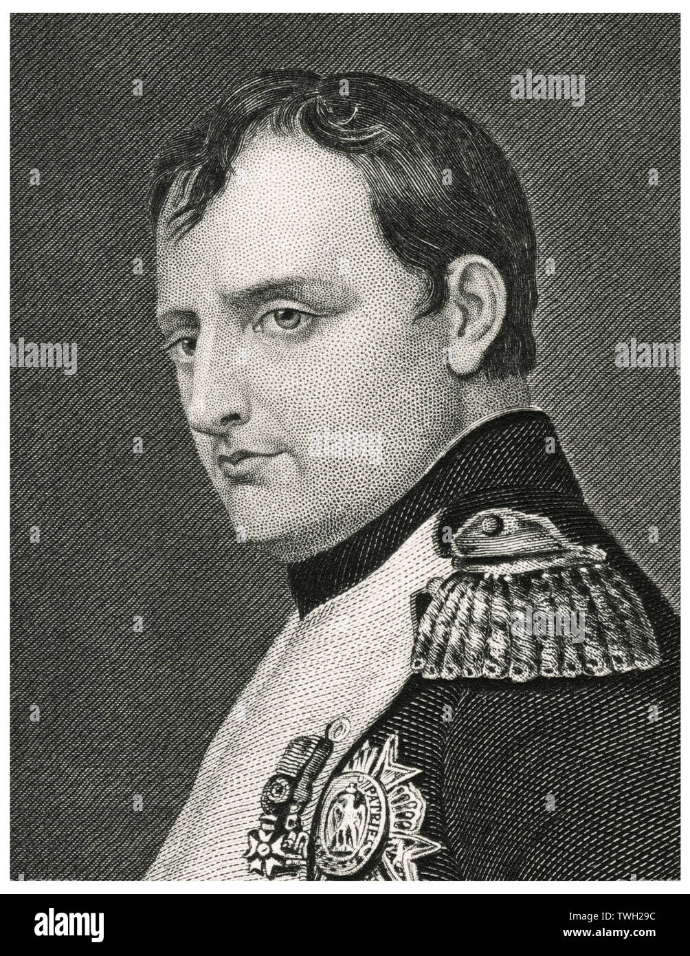 Napoleon bonaparte black and white vertical portrait historical