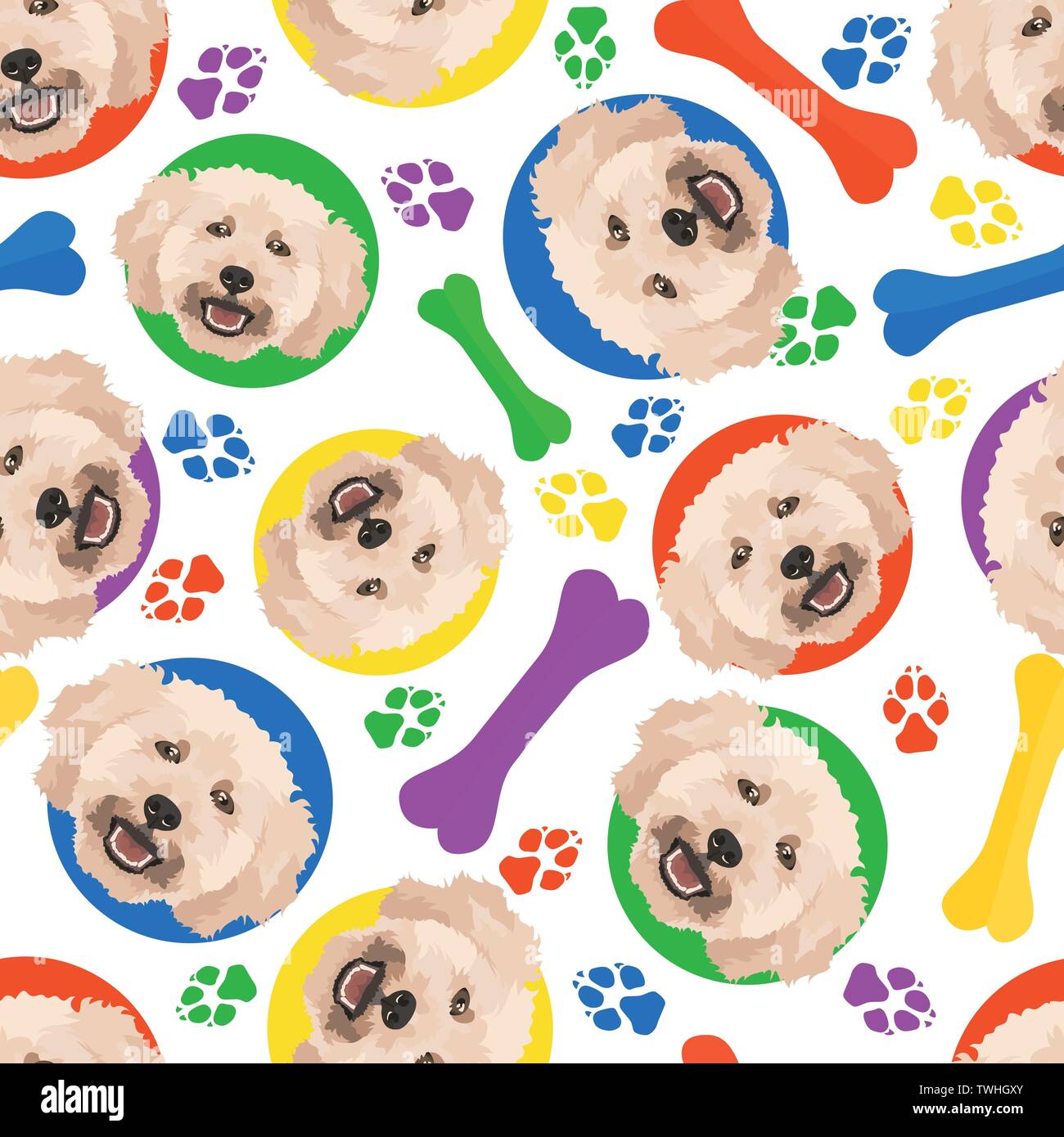 Colorido y juguetón caniche - patrón sin fisuras con alegre ilustración de  un perro. El perro sonriente es un gran regalo para amantes de los perros y  los dueños de los perros