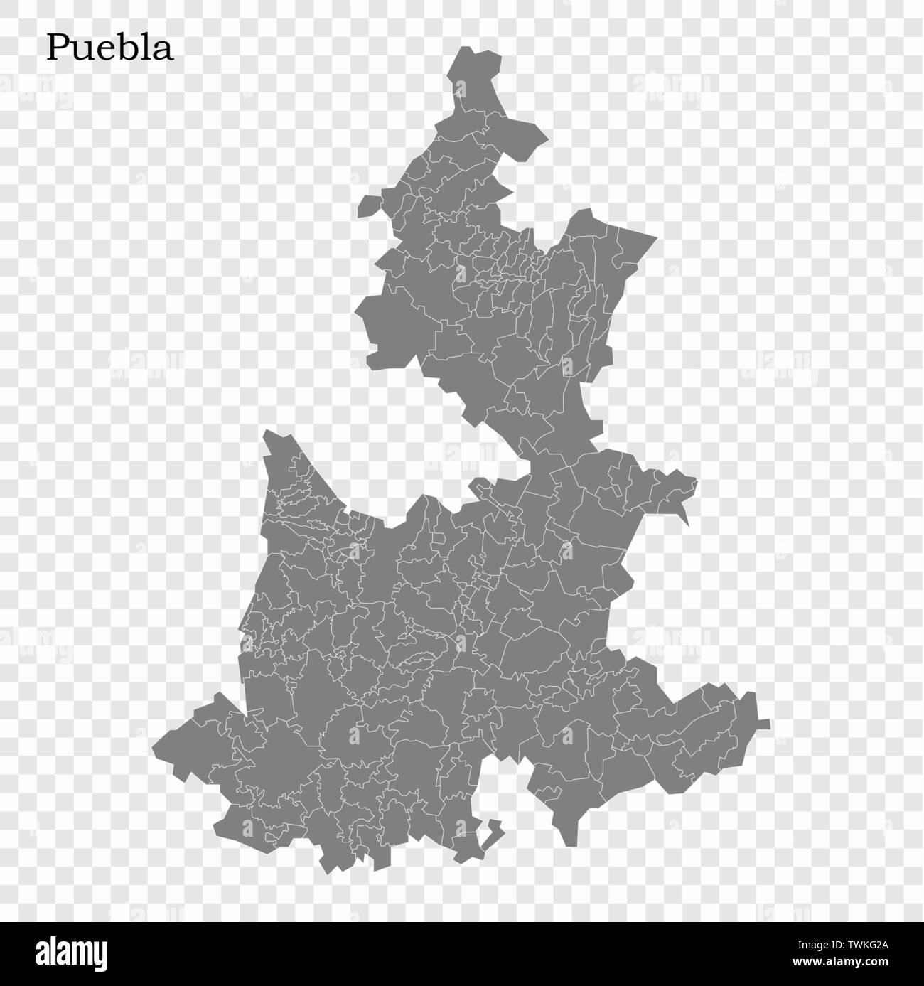Mapa De Alta Calidad De Puebla Es Un Estado De Mexico Con Los Limites De Los Municipios Imagen Vector De Stock Alamy