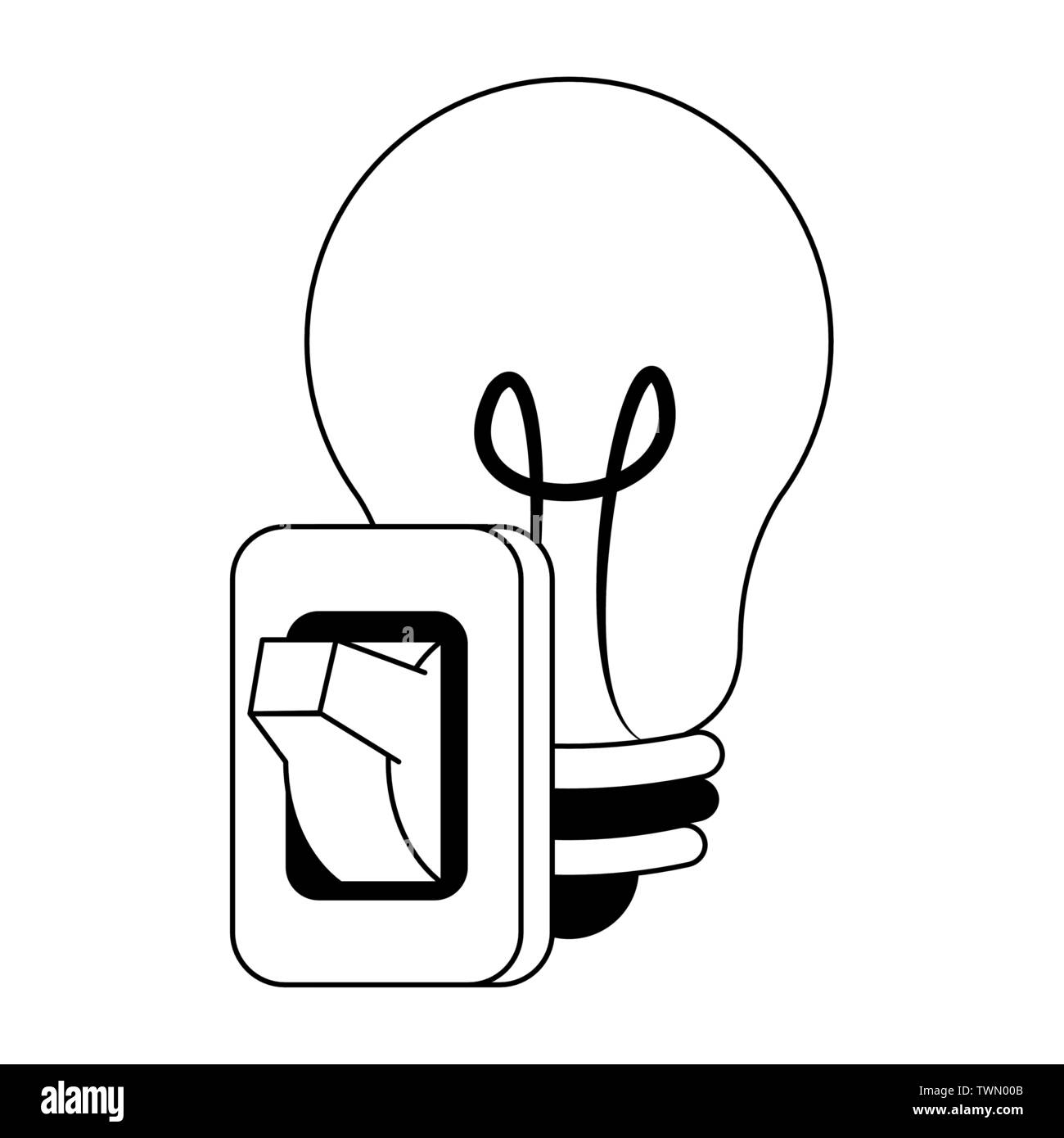 Bombilla Luz con interruptor aislado de dibujos animados en blanco y