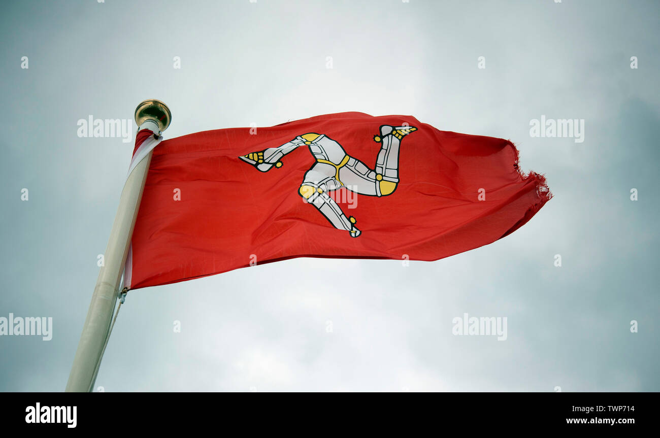 La bandera de la isla de Man, el Puerto de Santa María, Dunkerque Memorial,  Isla de Man, Islas Británicas Fotografía de stock - Alamy