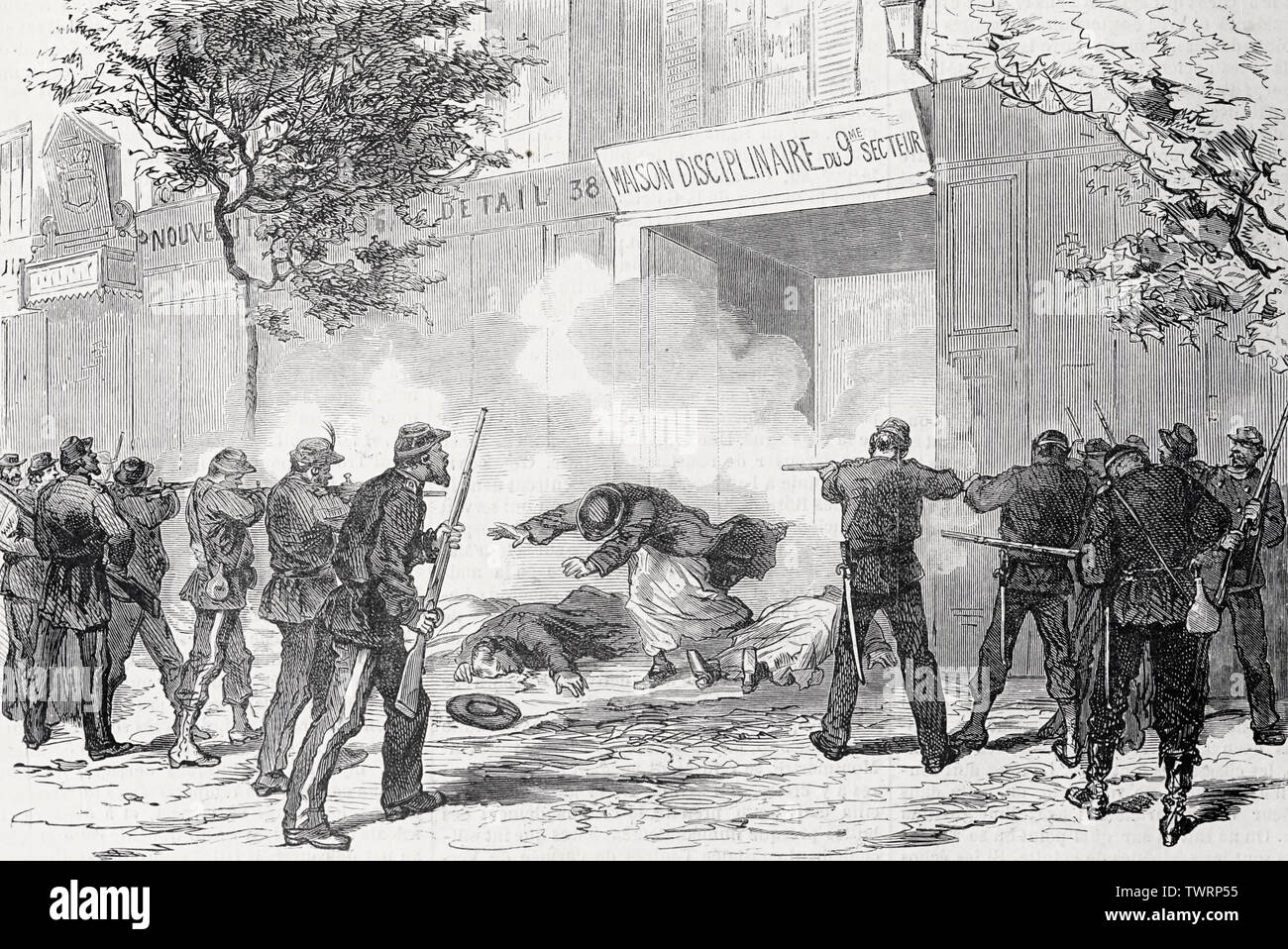 La matanza de los dominicanos de Arcueil por las tropas francesas, el 26 de mayo de 1871, durante el ataque a la Comuna de París Foto de stock