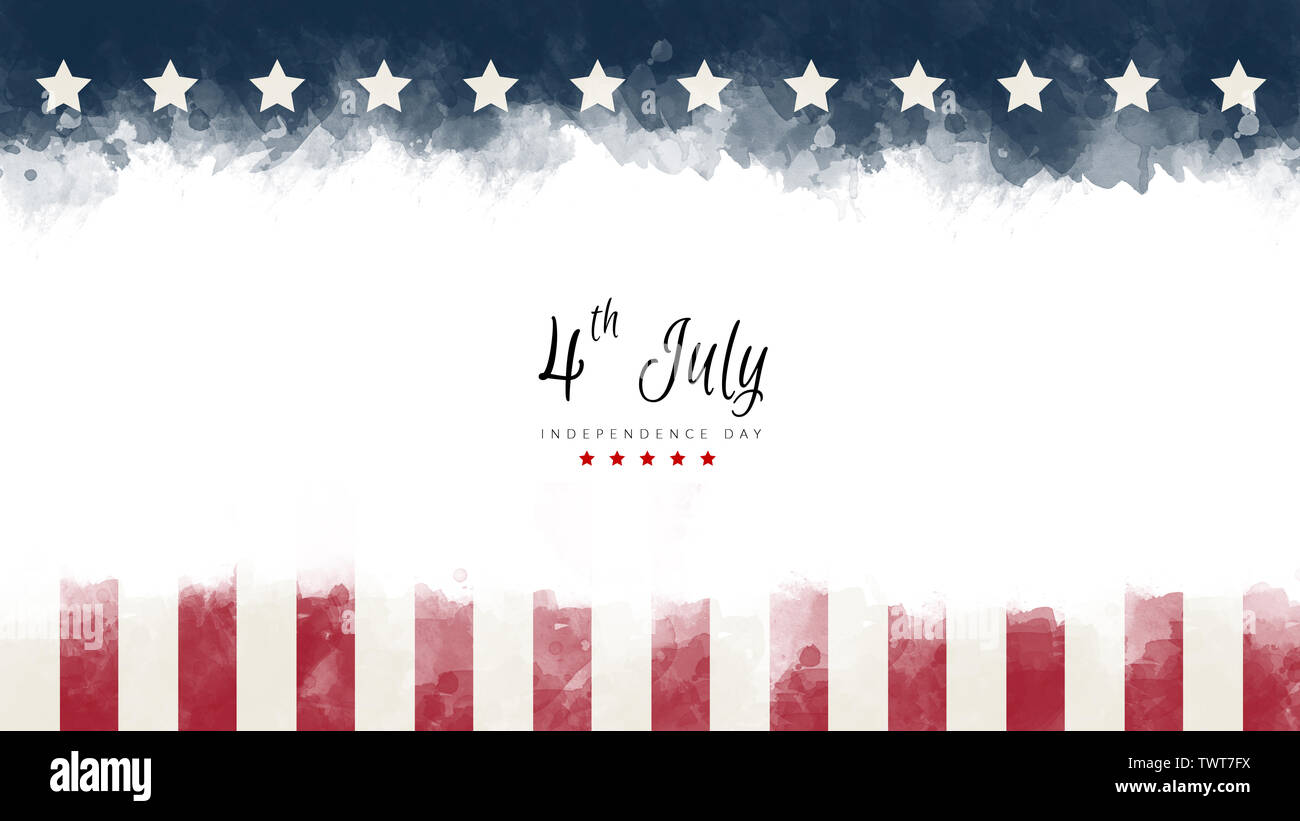 Tarjeta de felicitación feliz día de la independencia de la bandera americana de fondo grunge Foto de stock
