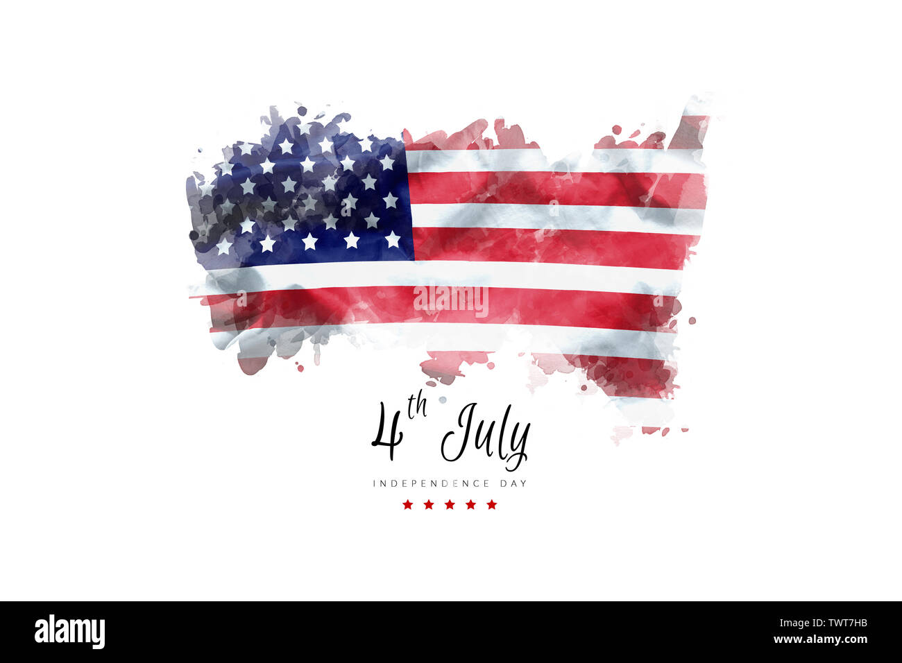 Tarjeta de felicitación el día de la independencia de la bandera americana de fondo grunge Foto de stock