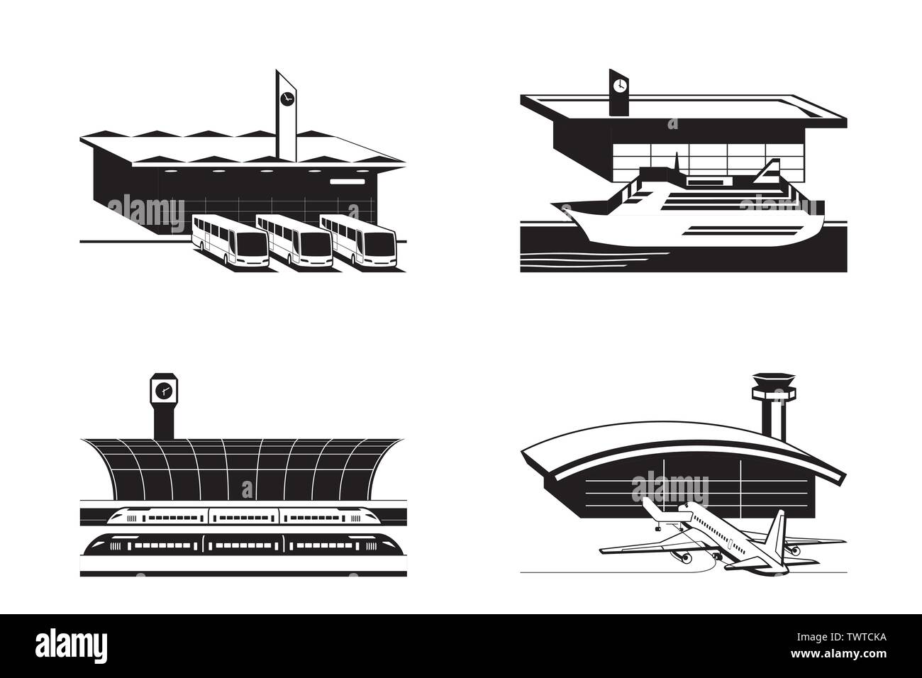 Las estaciones de transporte público desde arriba - ilustración vectorial Ilustración del Vector