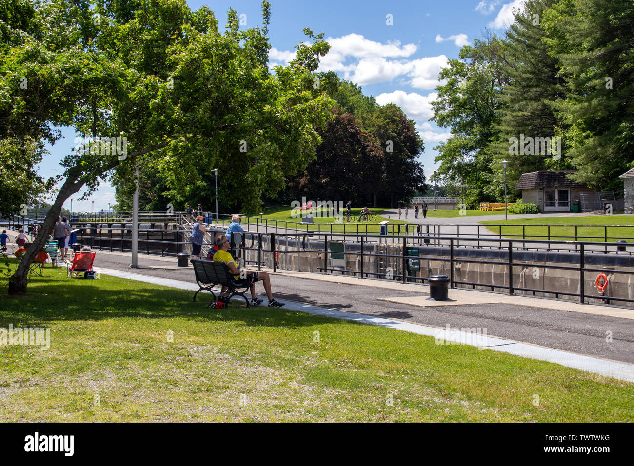 St-Ours Canadá - 22 de junio de 2019 : Canal Saint-Ours National Historic Site park en el día en el verano Foto de stock