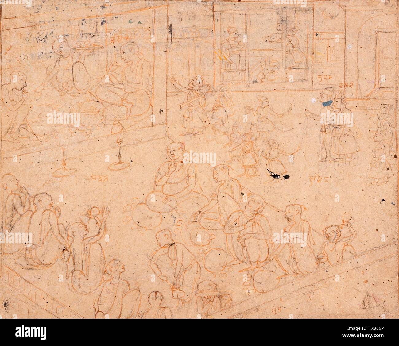 Fiesta para Brahmins; India, Himachal Pradesh, Kangra, 1780-1800 dibujos tinta y acuarela opaco en papel Imagen: 8 1/4 x 10 1/8 pulg. (20.95 x 25.72 cm); Hoja: 9 12 x 3/4 pulg. (24.76 x 30.48 cm) Regalo de Paul F. Walter (M.75.113.5) Arte del Sur y del Sudeste Asiático; entre 1780 y 1800 fecha QS:P571,+1500-00-00T00:00:00Z/6,P1319,+1780-00-00T00:00:00Z/9,P1326,+1800-00-00T00:00:00Z; Foto de stock