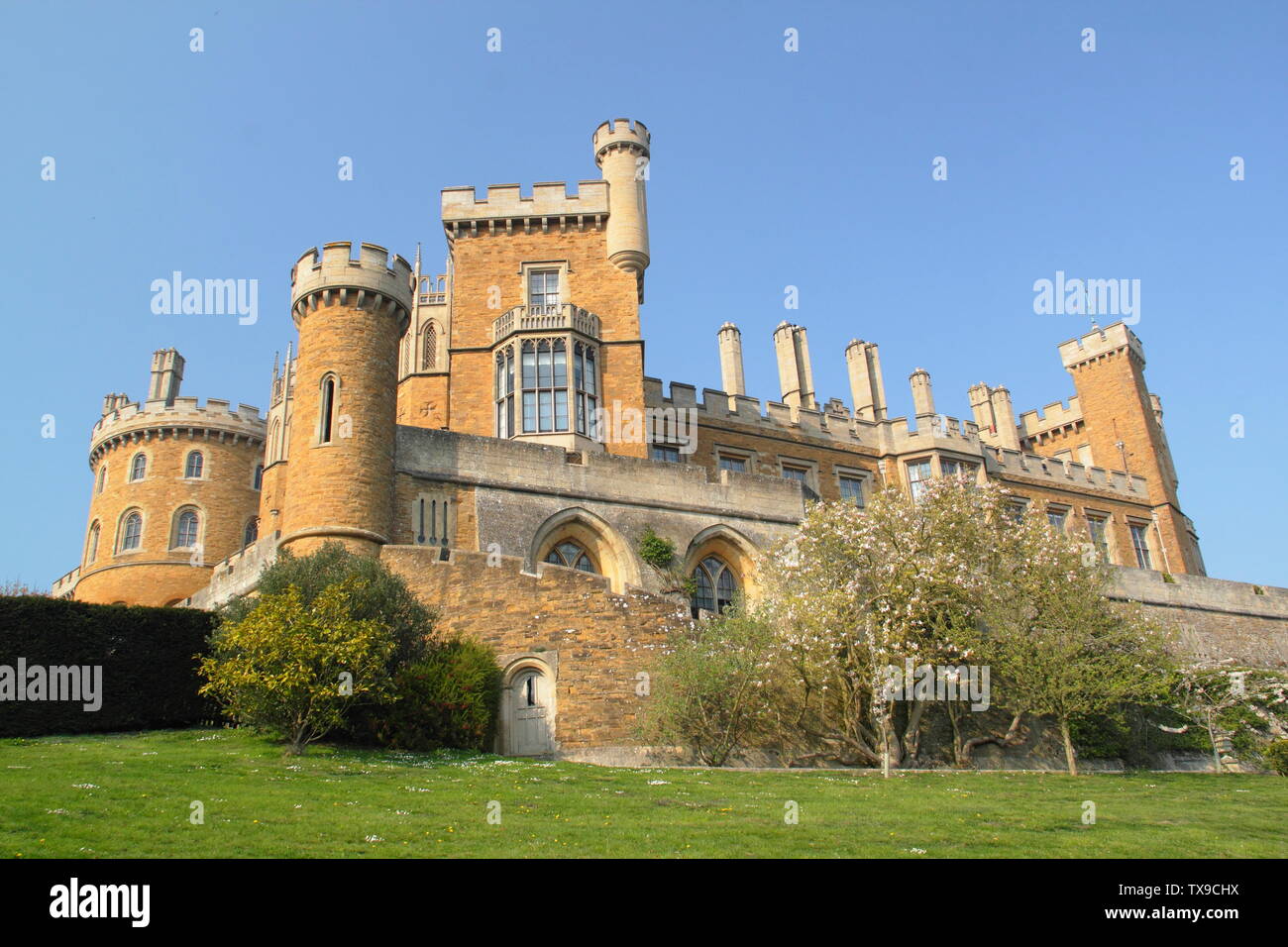 Castillo de Belvoir, una casa solariega inglesa; el asiento de los Duques de Rutland, Leicestershire, Eeast Midlands, Reino Unido Foto de stock
