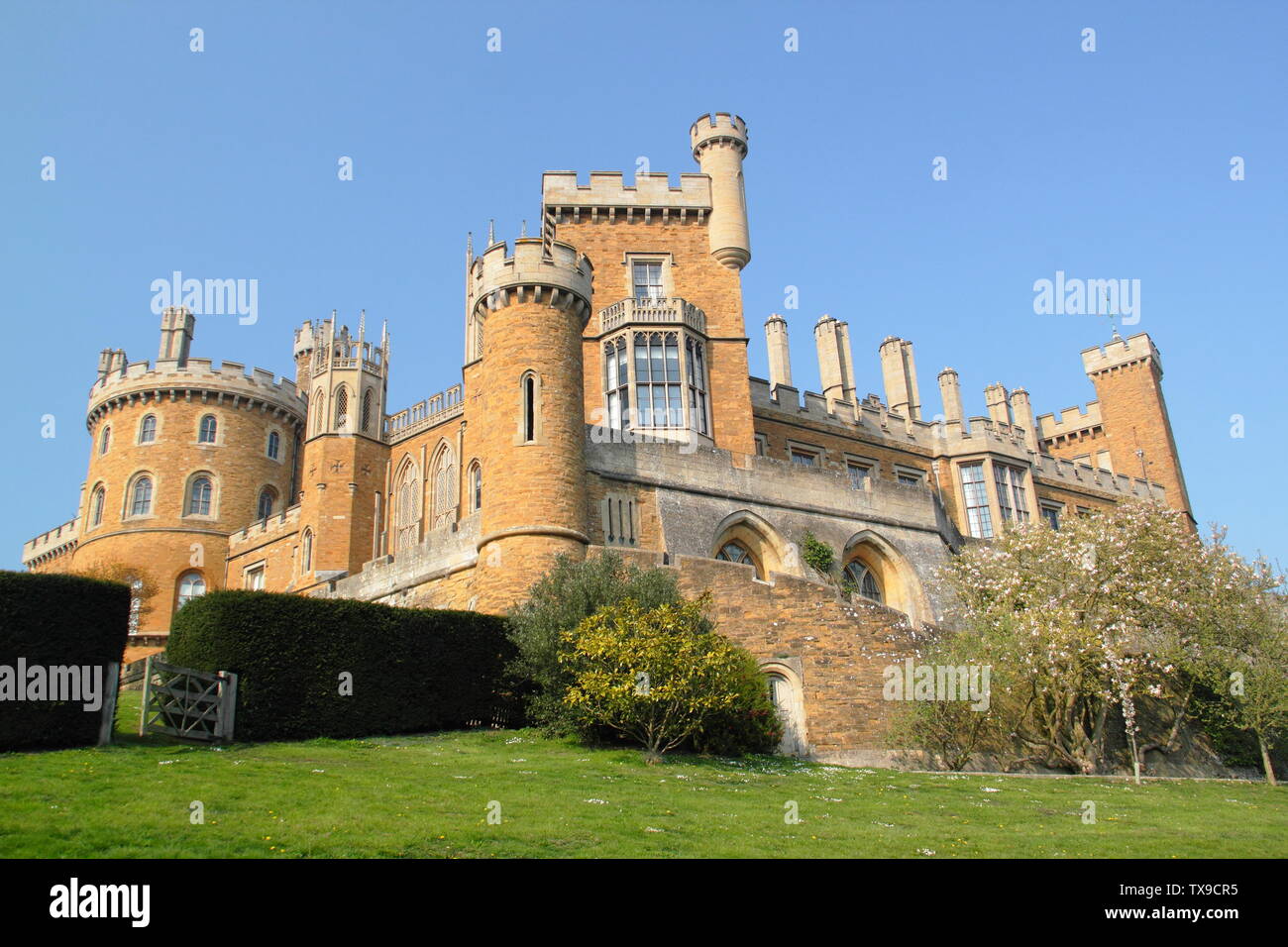 Castillo de Belvoir, una casa solariega inglesa; el asiento de los Duques de Rutland, Leicestershire, Eeast Midlands, Reino Unido Foto de stock