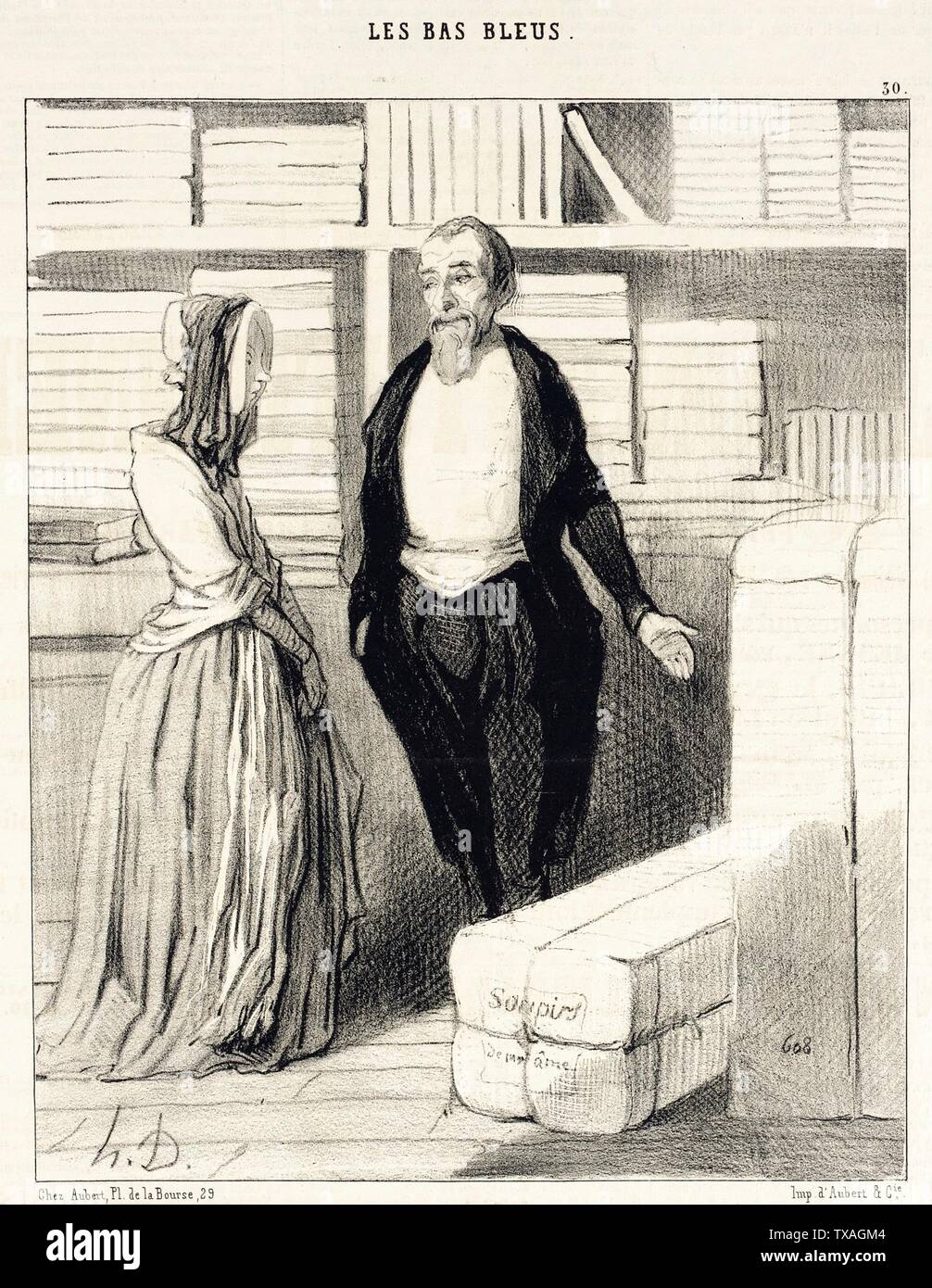 Nos comptes sont faciles a établir...; Francia, serie 1844: Les Bas-blues, no 30 periódico: Le Charivari, 17 de junio de 1844 impresiones; litografías Hoja litográfica: 9 1/16 x 7 5/16 pulg. ( Nos comptes sont faciles a établir...; Francia, serie 1844: Les Bas-blues, no 30 periódico: Le Charivari, 17 de junio de 1844 impresiones; litografías Hoja litográfica: 9 1/16 x 7 5/16 pulg. (