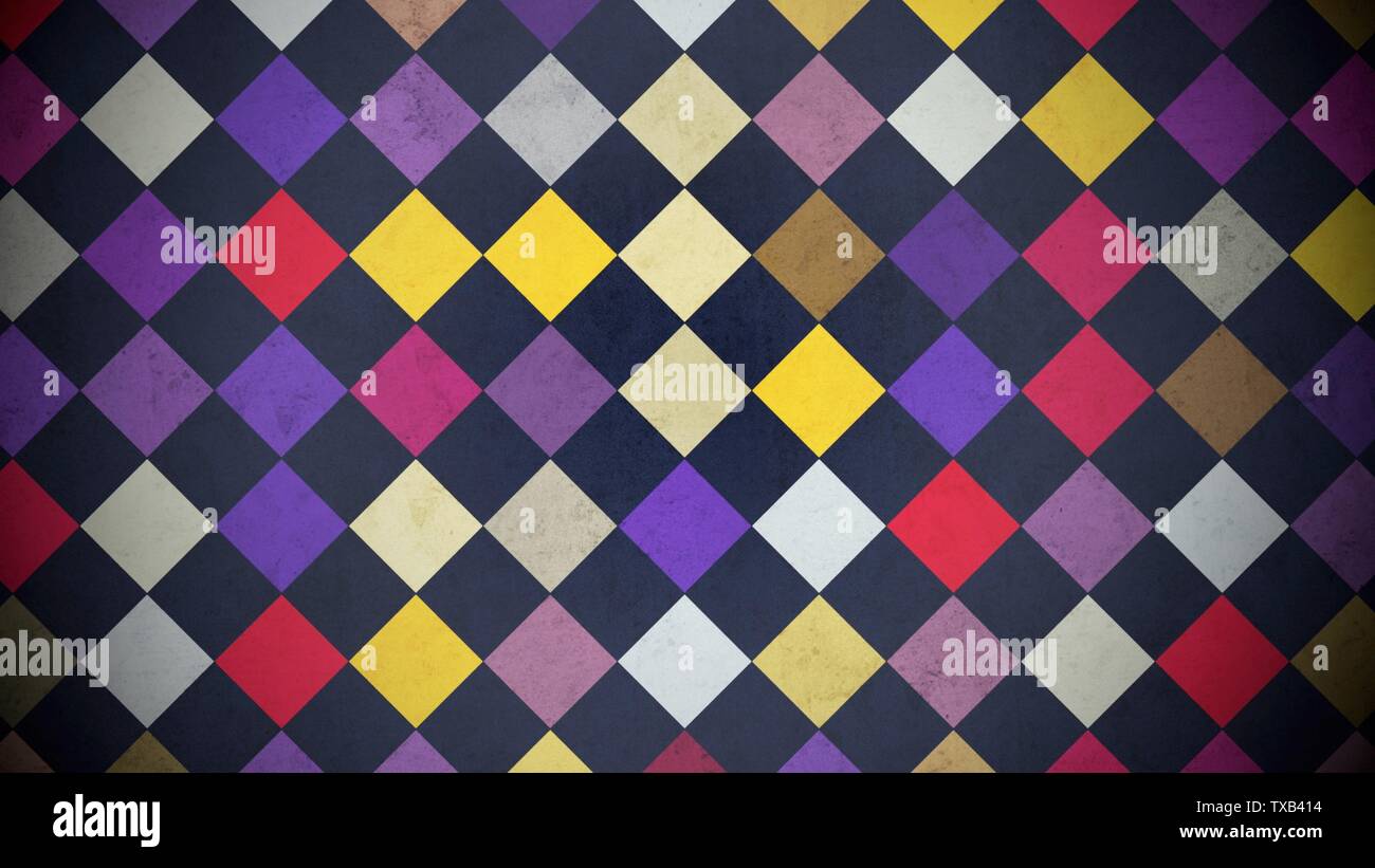 Cuadrados de colores, patrones de fondo abstracto. Elegante y lujoso hotel de estilo geométrico ilustración 3D Foto de stock