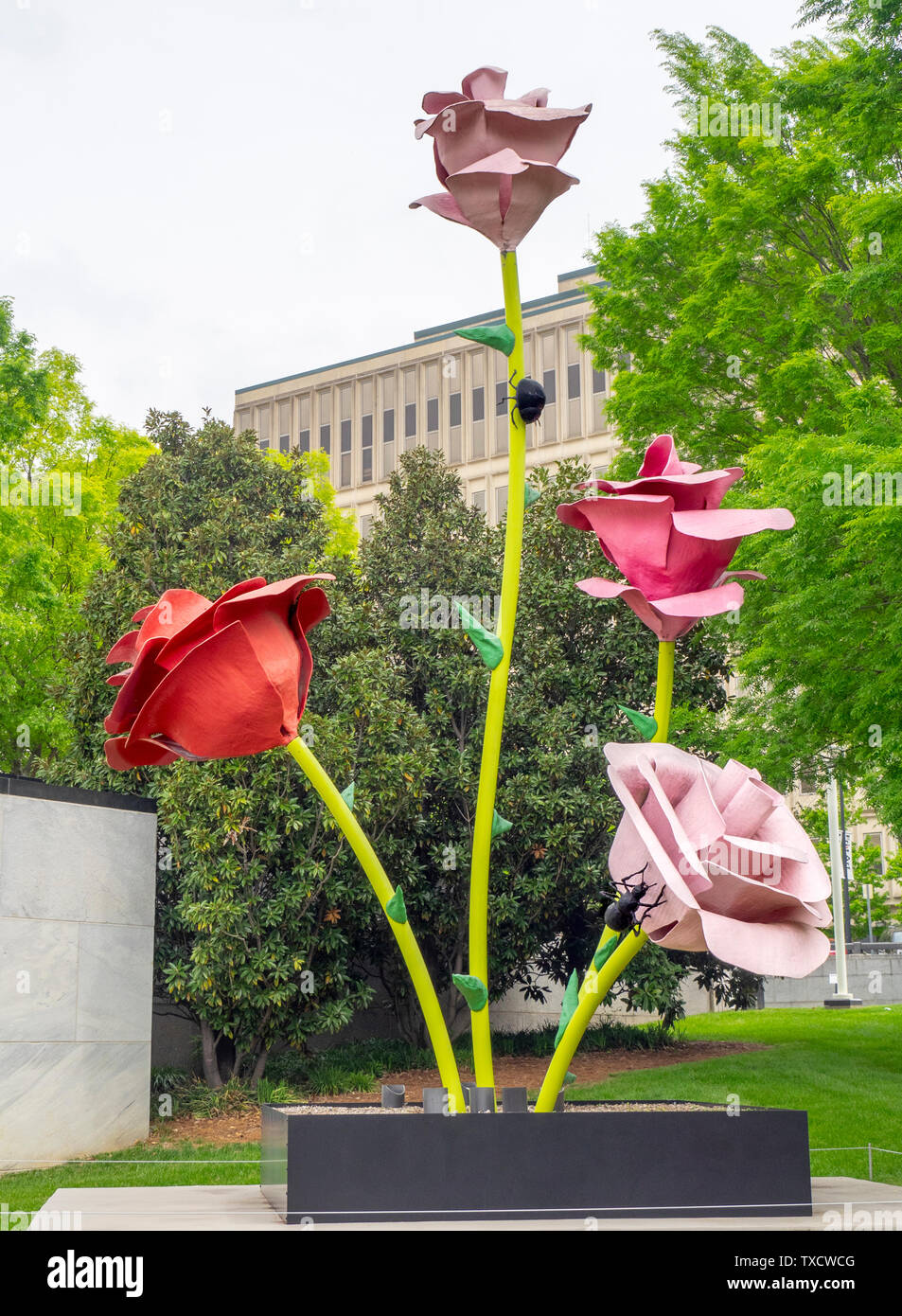 Escultura aumentó en 65th Street por Will Ryman en exhibición al público fuera del Museo de Arte Frist de Nashville, Tennessee. Foto de stock