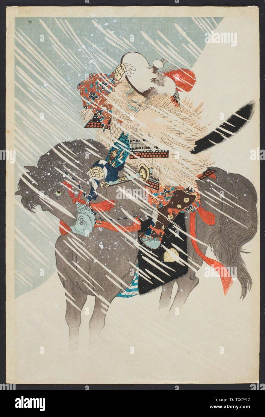 Escena de las guerras Genpei (imagen 3 de 3); impresiones del siglo 19; woodcuts Color woodbk estampado, tríptico regalo de Beverly y Stuart Denenberg (M. 2011.191) Arte japonés; fecha del siglo 19 QS:P571,+1850-00-00T00:00:00Z/7; Foto de stock
