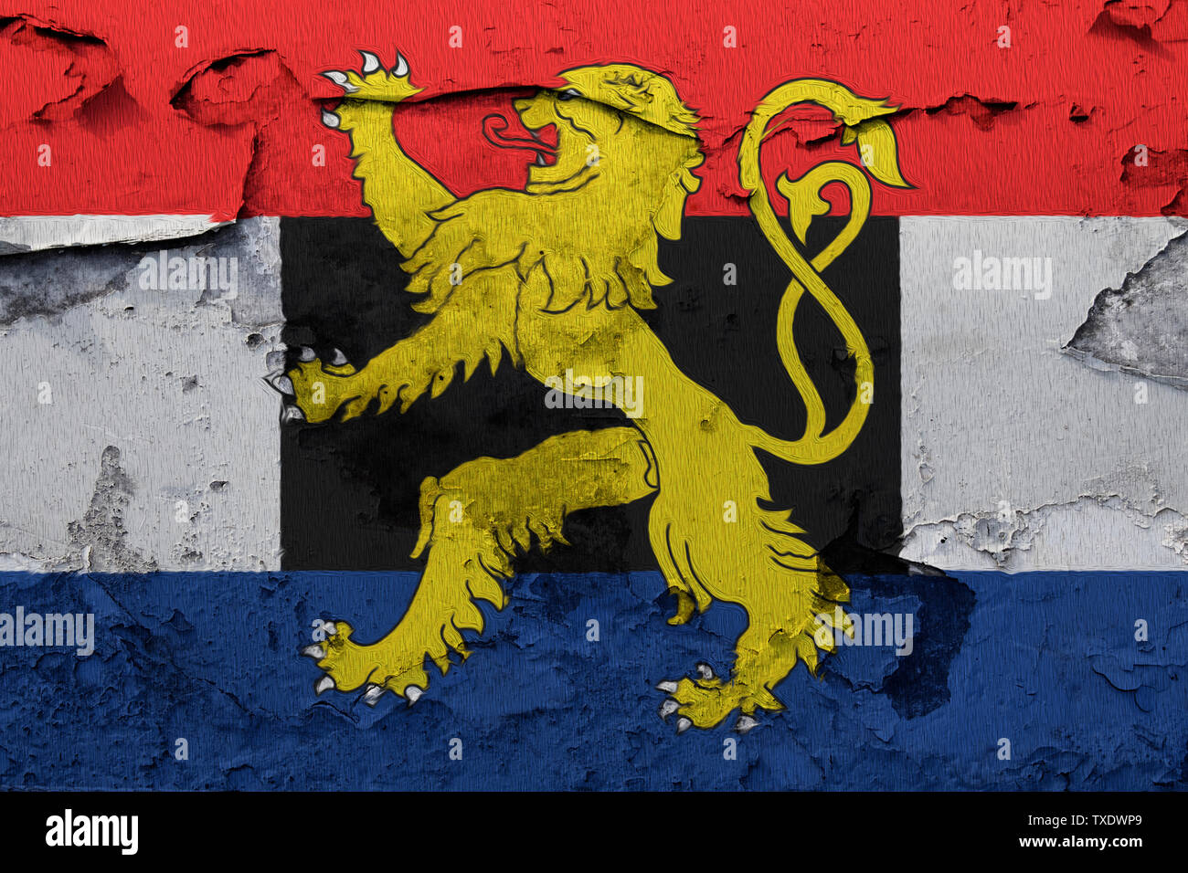 Benelux bandera pintada sobre el muro de hormigón agrietado grunge Foto de stock