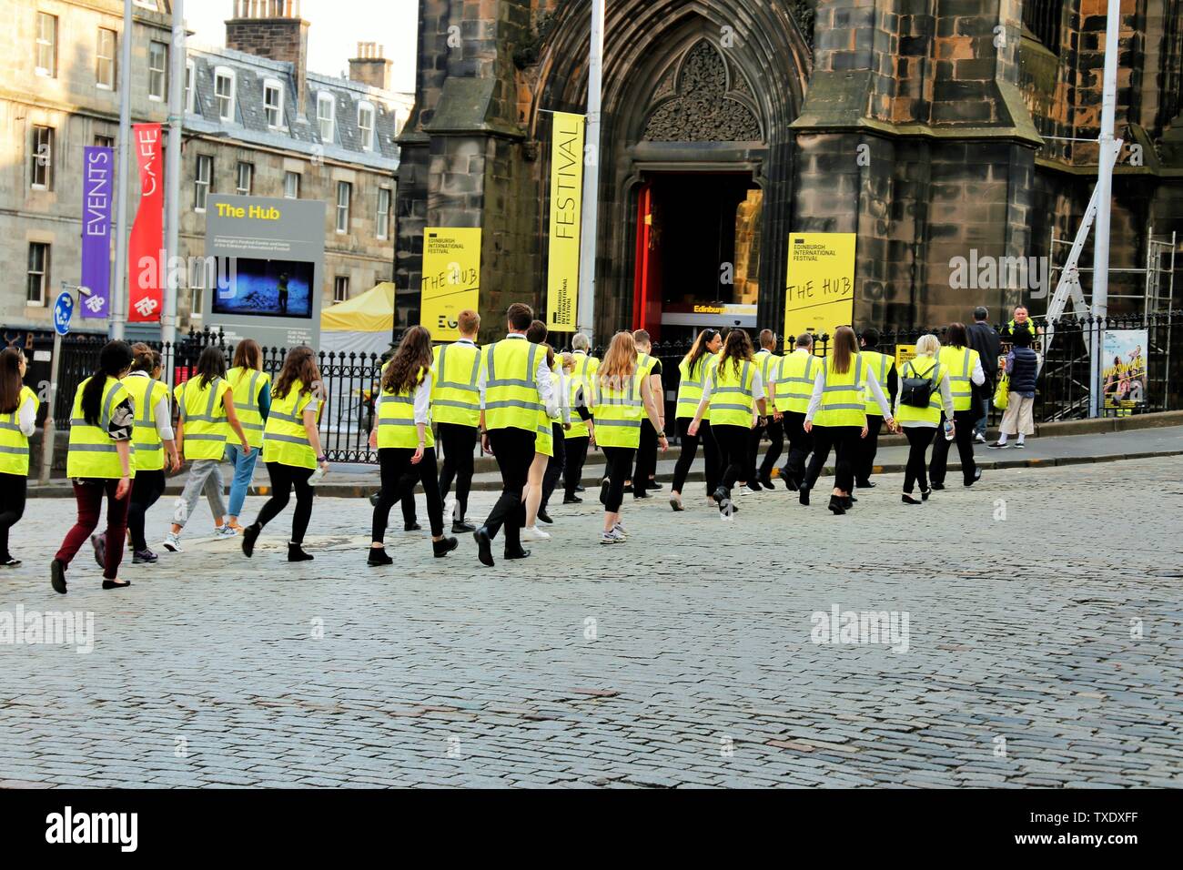 Los trabajadores de la ciudad, Edimburgo, Escocia, Reino Unido, Reino Unido Foto de stock