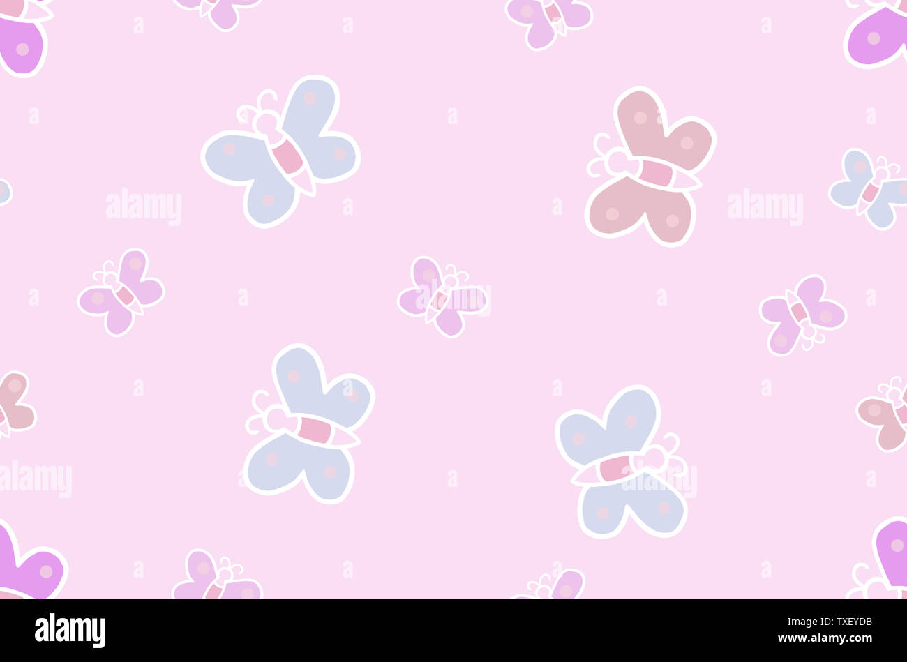 Color rosa pastel con mariposas seamless pattern for kids papel tapiz. Gran  diseño con color rosa azul pálido y mariposas Fotografía de stock - Alamy