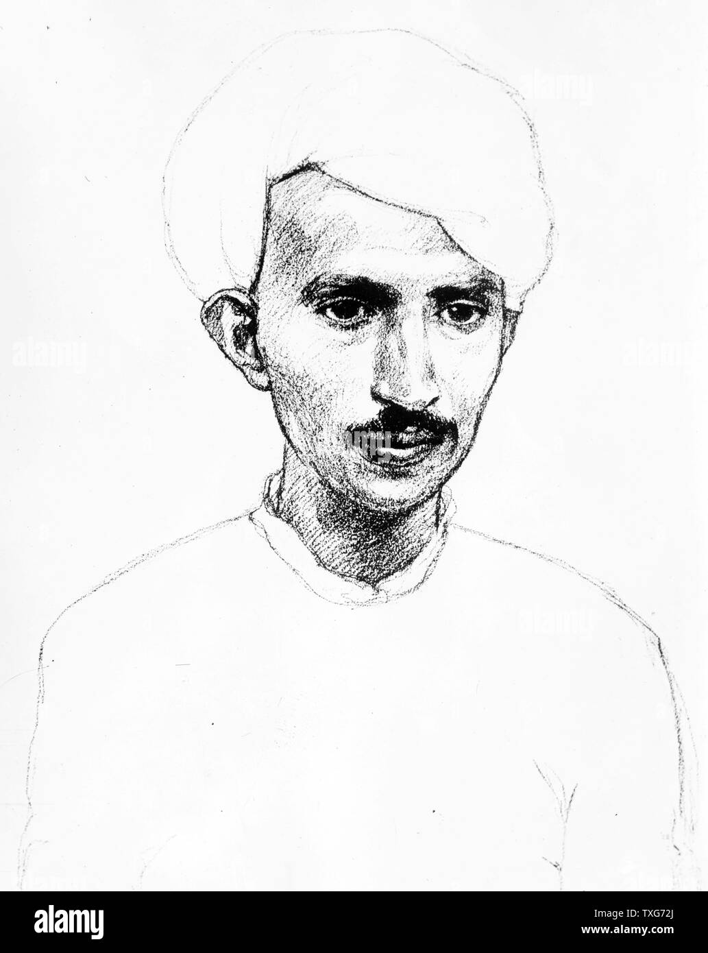 William Pogany dibujo escolar húngaro de Mahatma Gandhi Foto de stock
