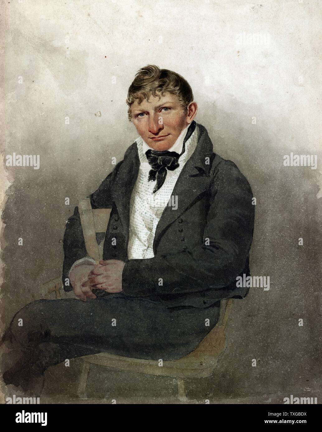 John Rubens Smith, autorretrato, de tres cuartos de longitud, sentado, mirando hacia la parte delantera Foto de stock