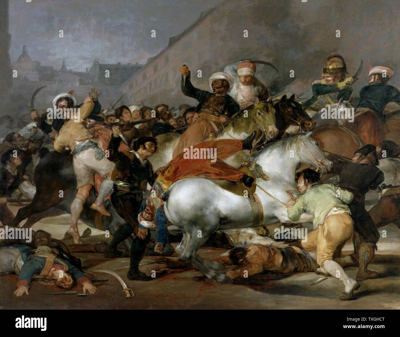 El 2 de mayo de 1808 o la carga de los Mamelucos 1814 Óleo sobre lienzo. por Francisco de Goya (1746ñ1828). El Dos de Mayo de 1808, fue una rebelión del pueblo de Madrid contra la ocupación de la ciudad por los franceses Foto de stock