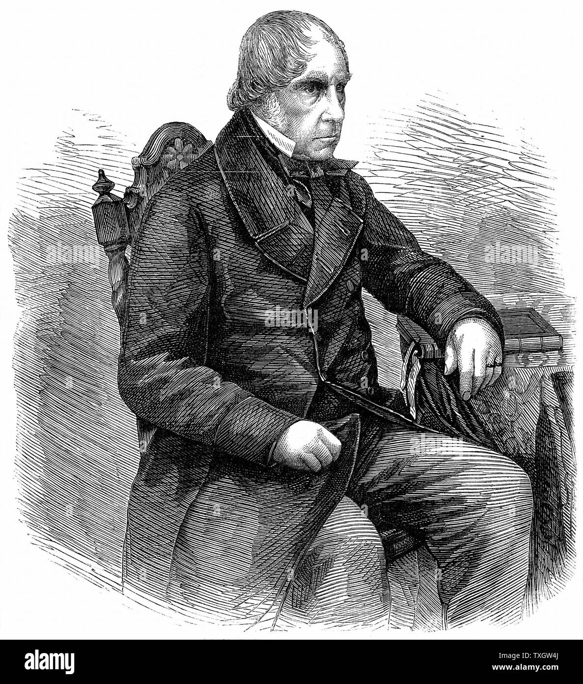 George Gordon, 4to Earl de Aberdeen (1784-1860). Estadista escocés, el Primer Ministro británico 1852-55 durante la Guerra de Crimea de 1860 grabado en madera Londres Foto de stock